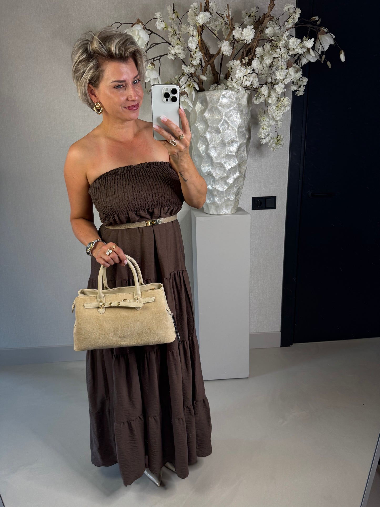 Jurk Strapless bruin
