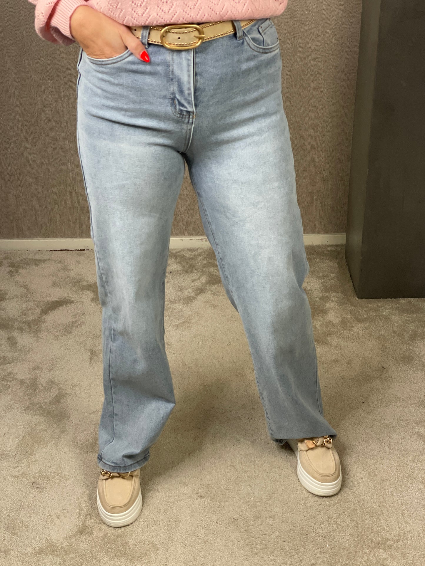 Wide leg jeans blauw