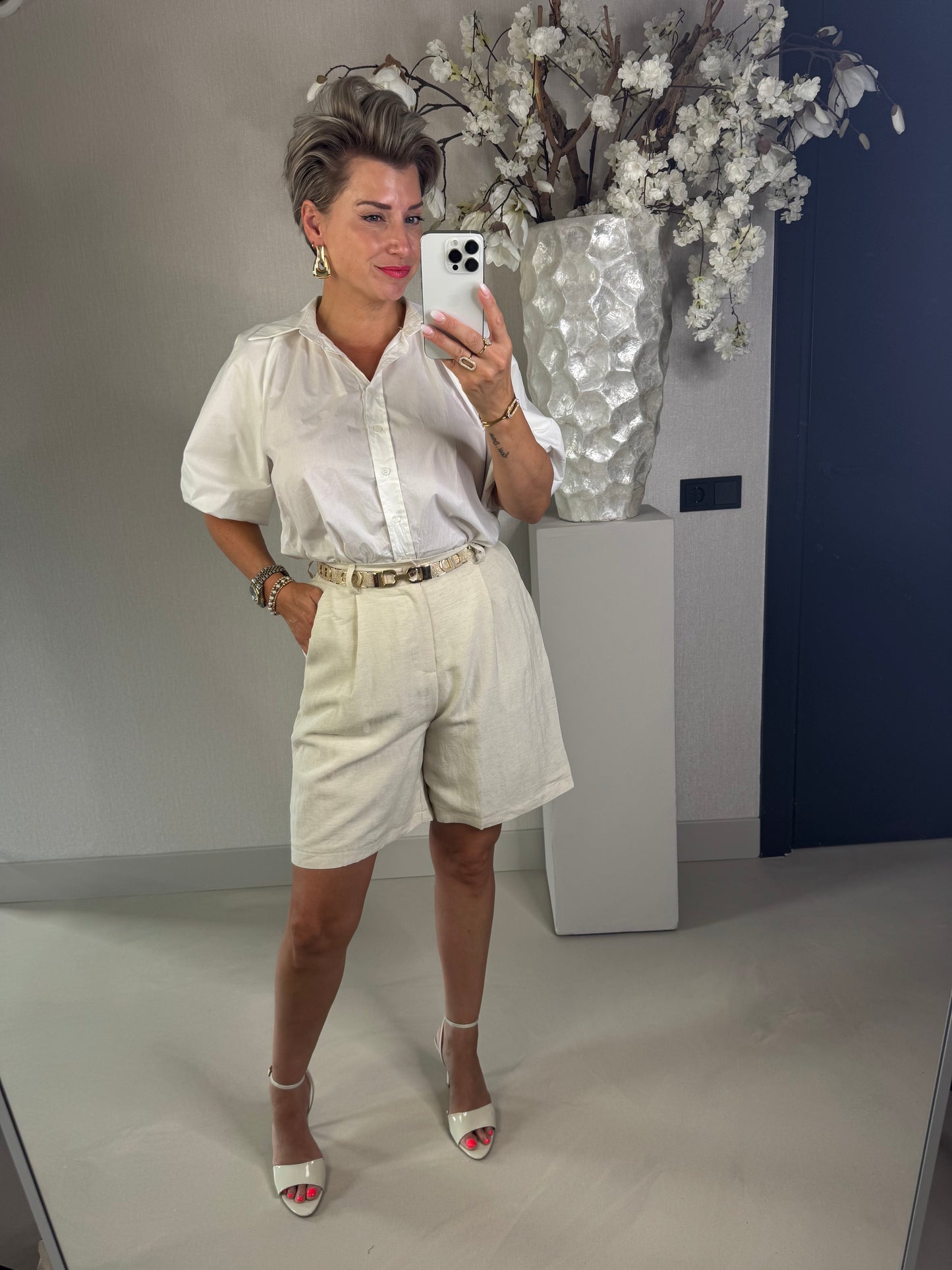 Bermuda linnenlook beige