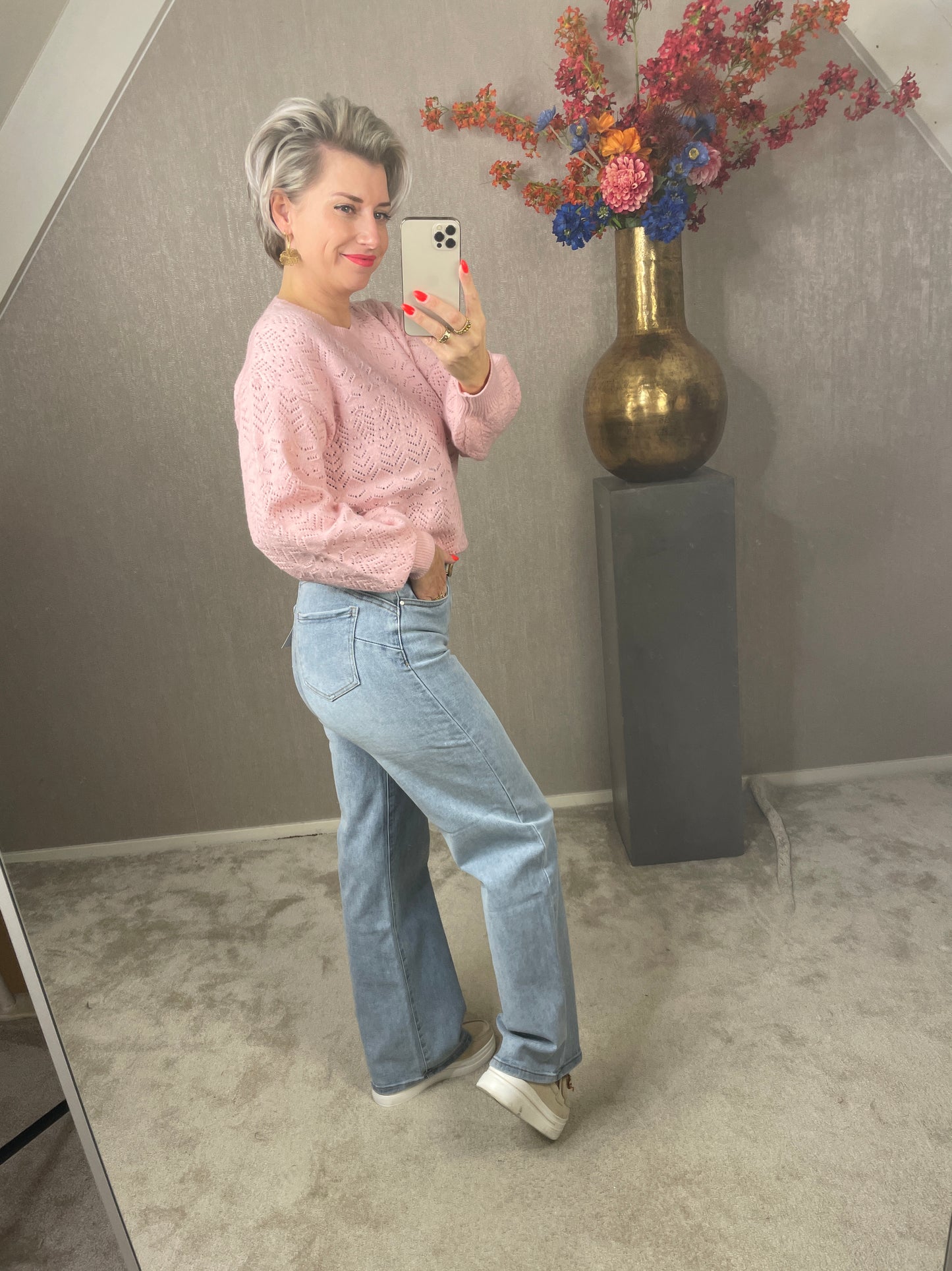 Wide leg jeans blauw