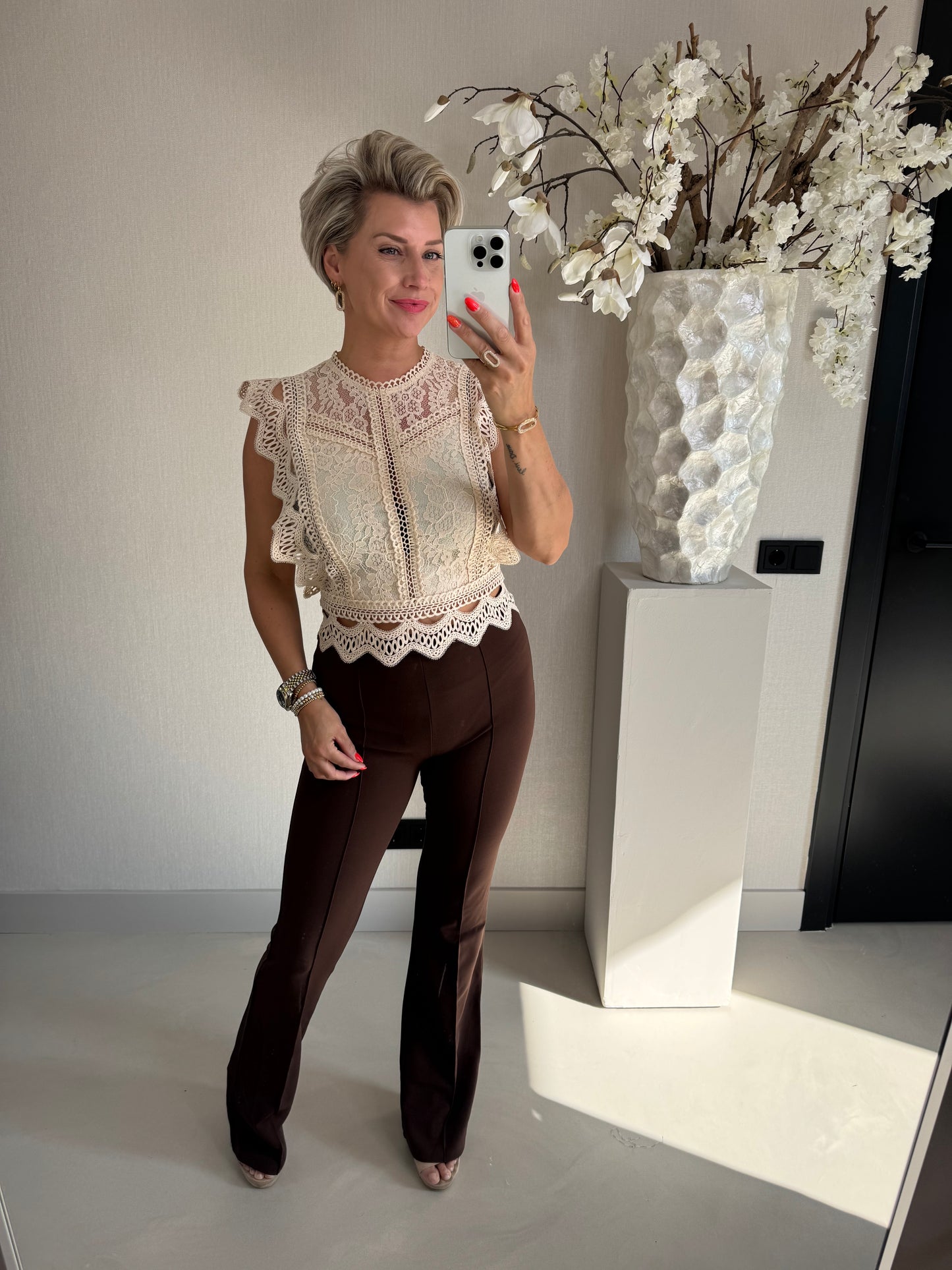 Pantalon flared bruin