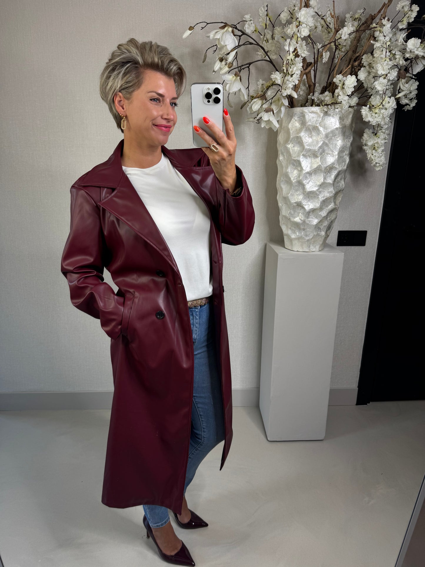 Trenchcoat leather bordeaux