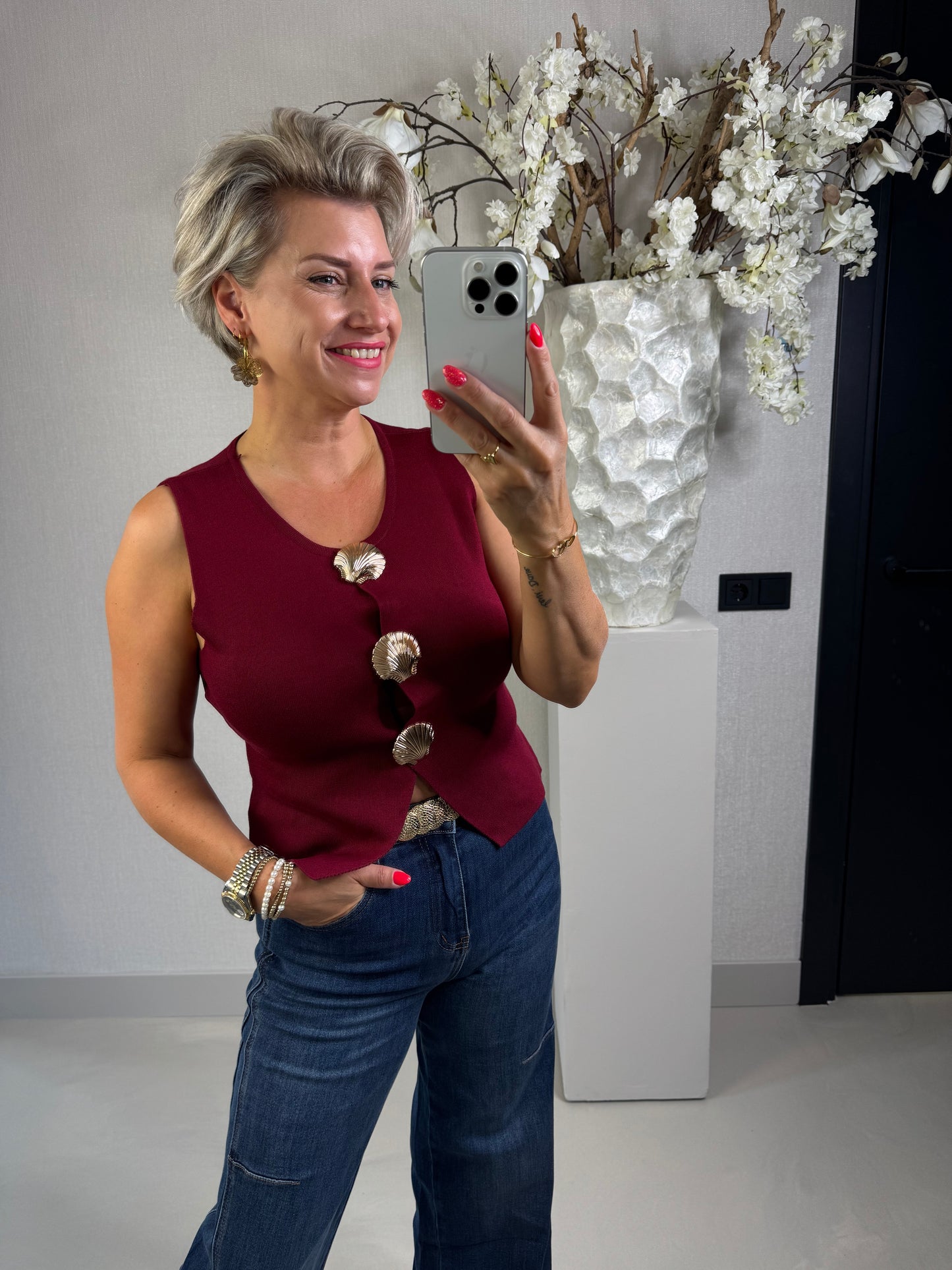 Vest schelp bordeaux