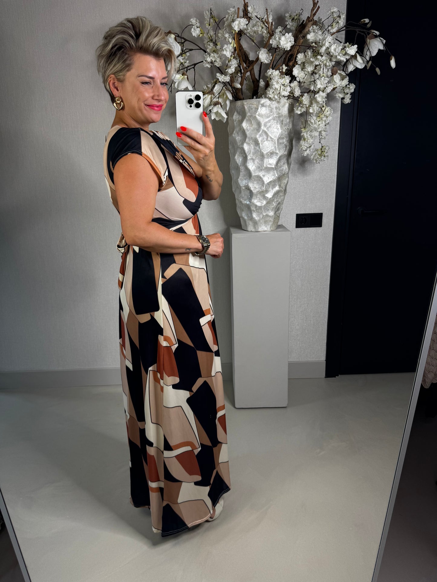 Maxi dress zwart camel