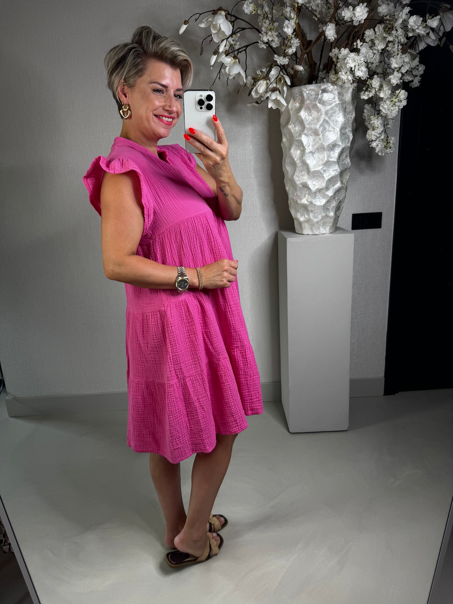 Jurkje mousseline fuchsia