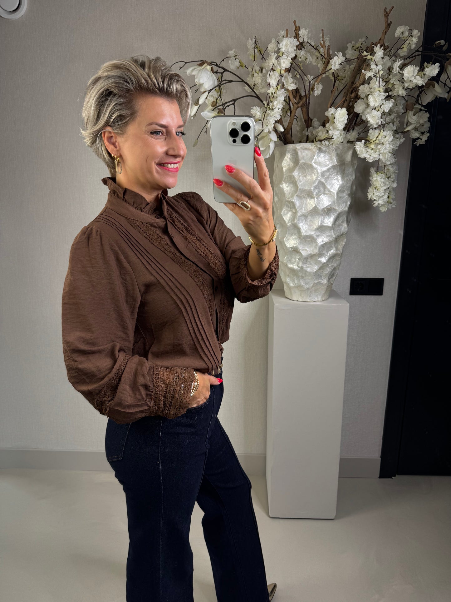 Blouse brocante bruin