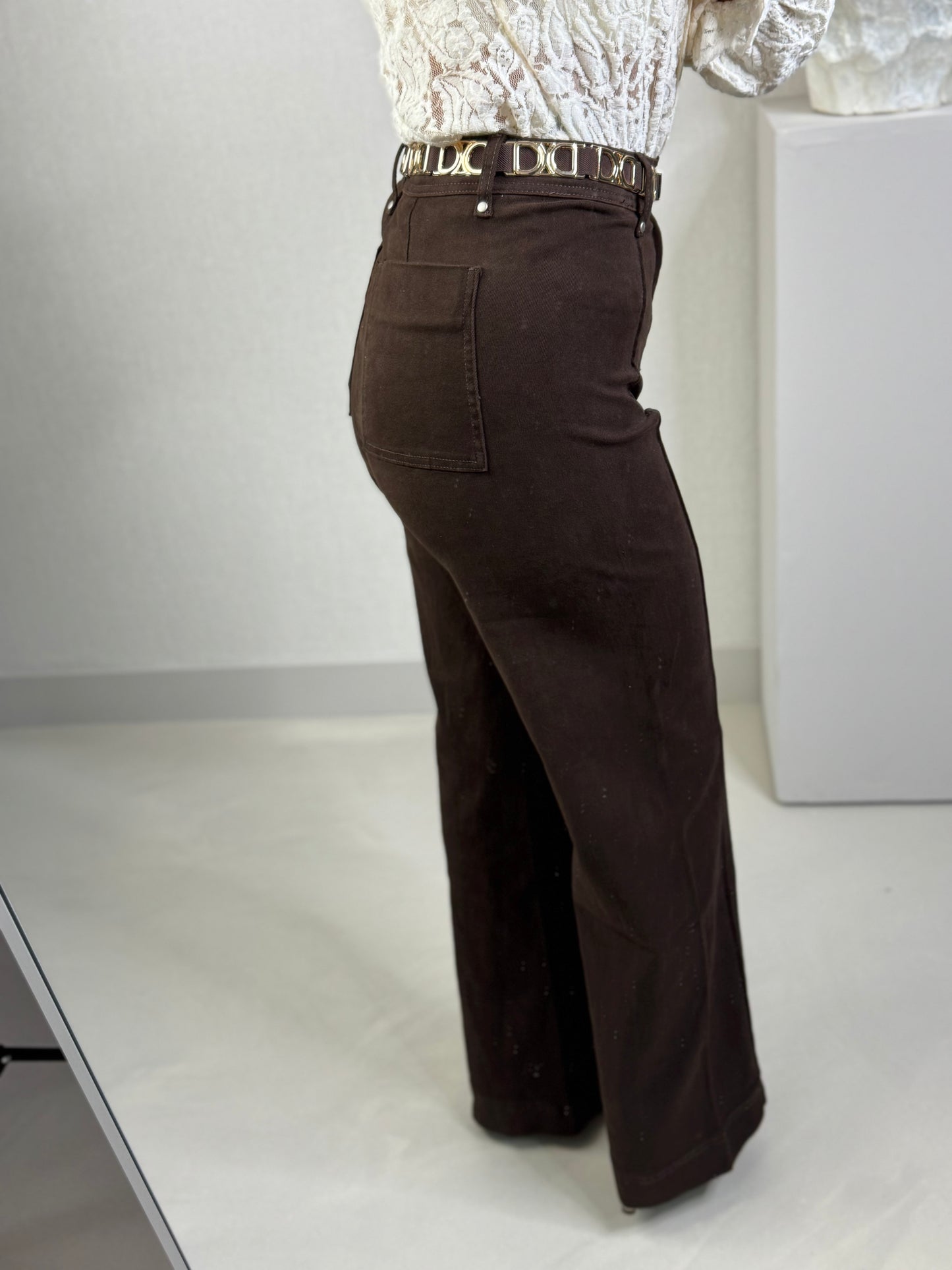 Wide leg jeans bruin