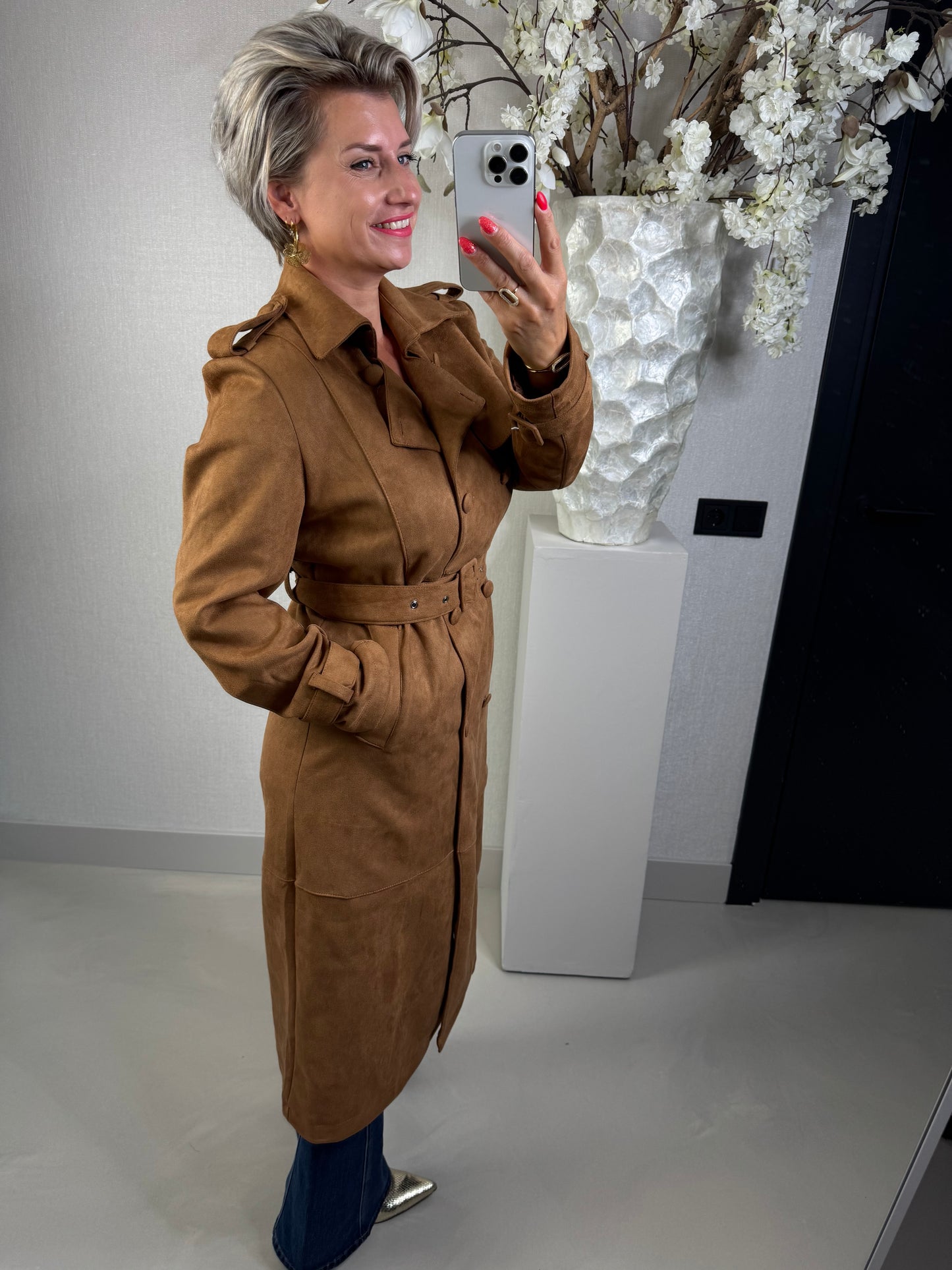 Jas suede camel