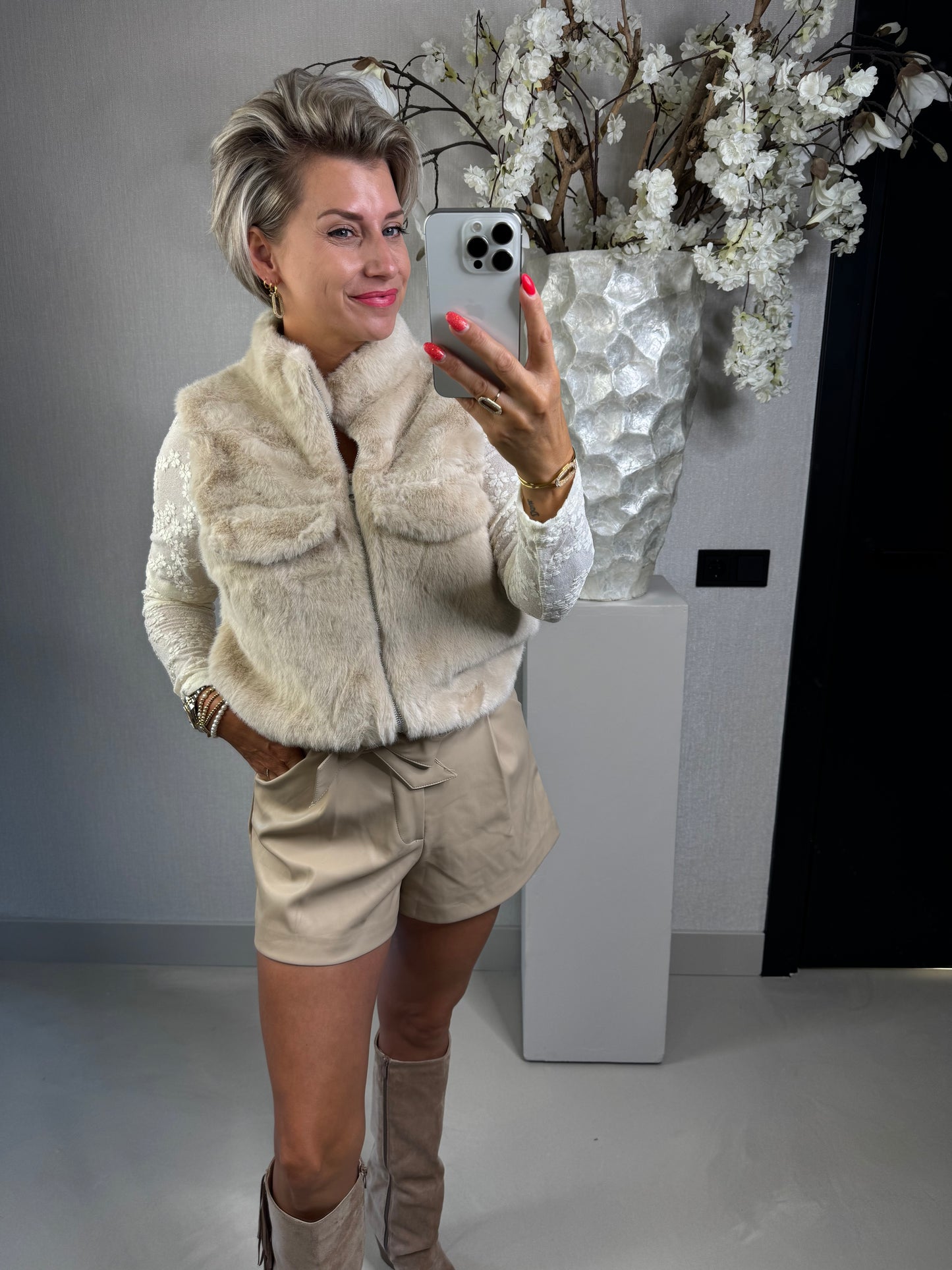 Bodywarmer bont beige
