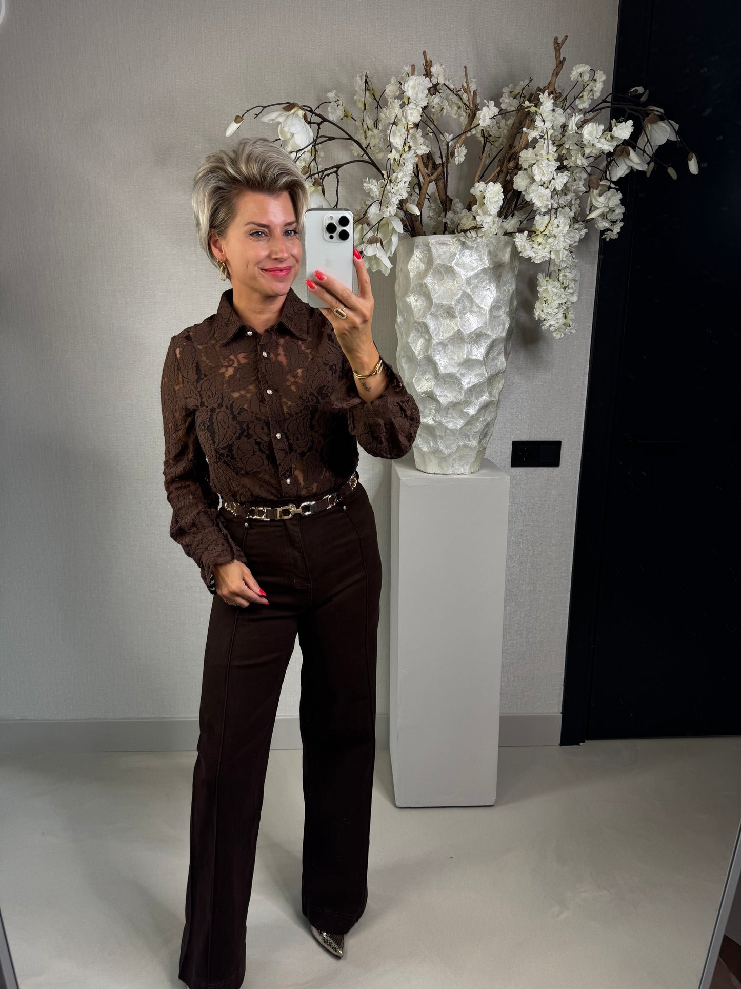 Blouse parel bruin