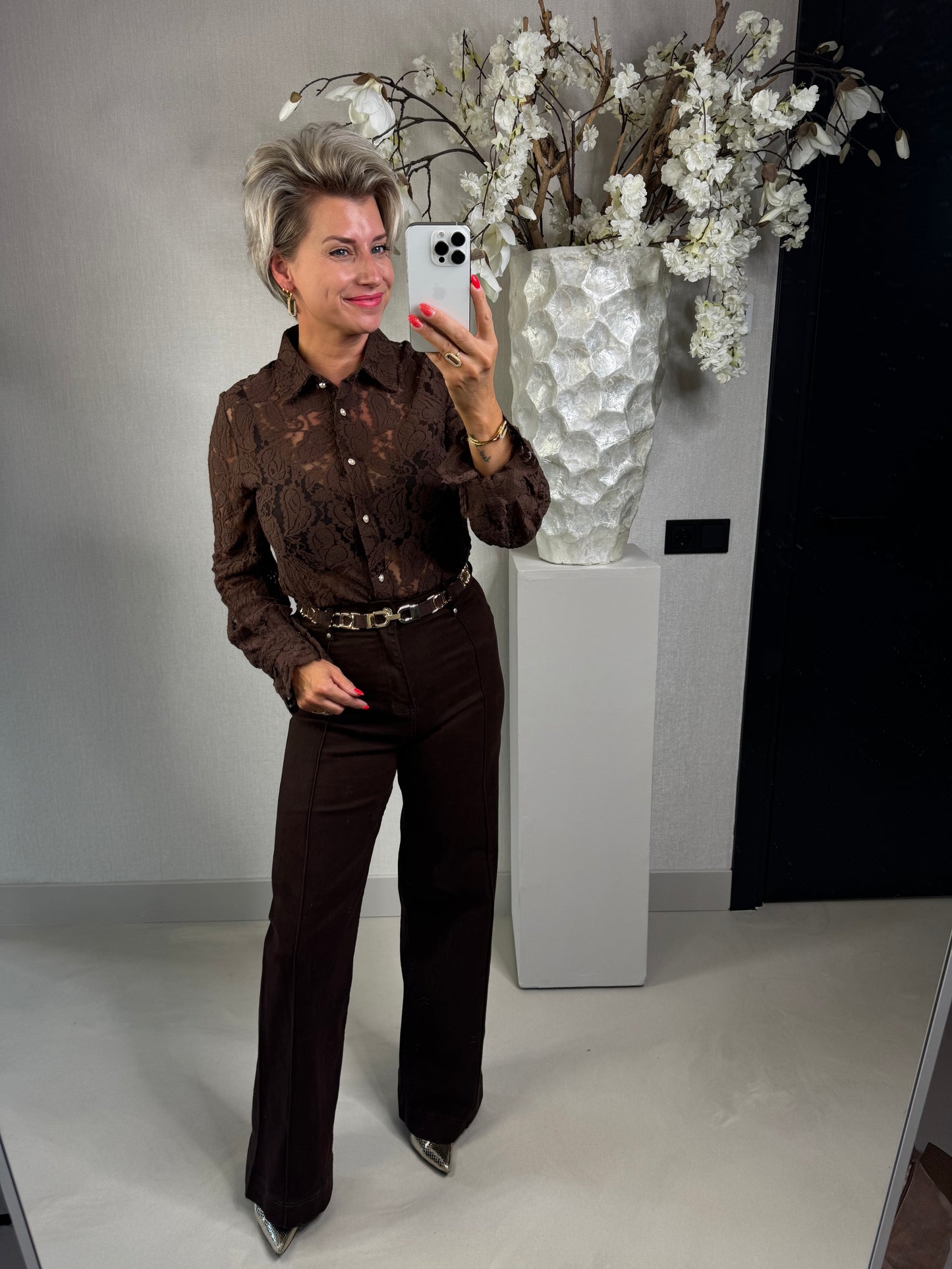 Blouse parel bruin