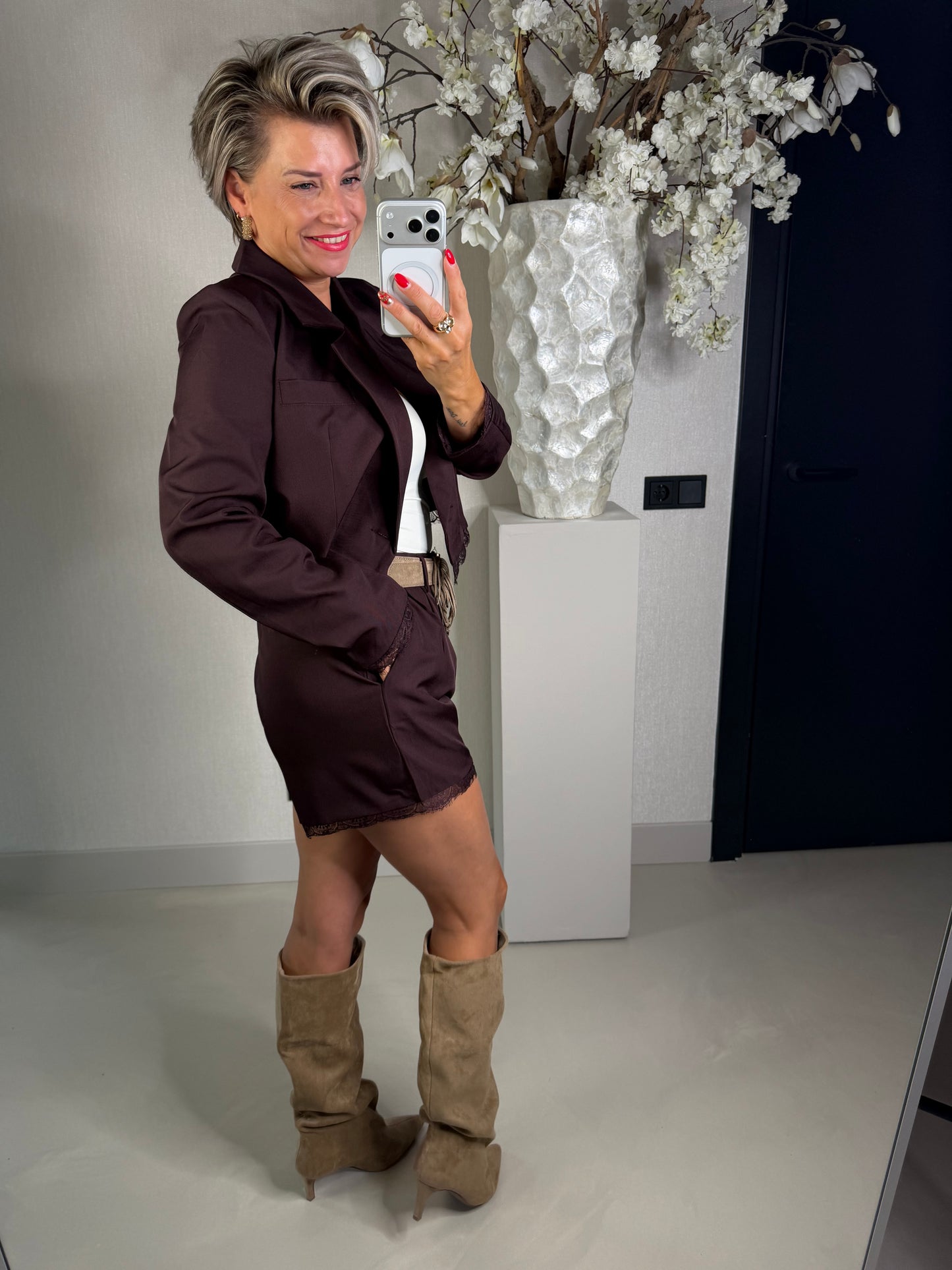 Laarzen suède look beige