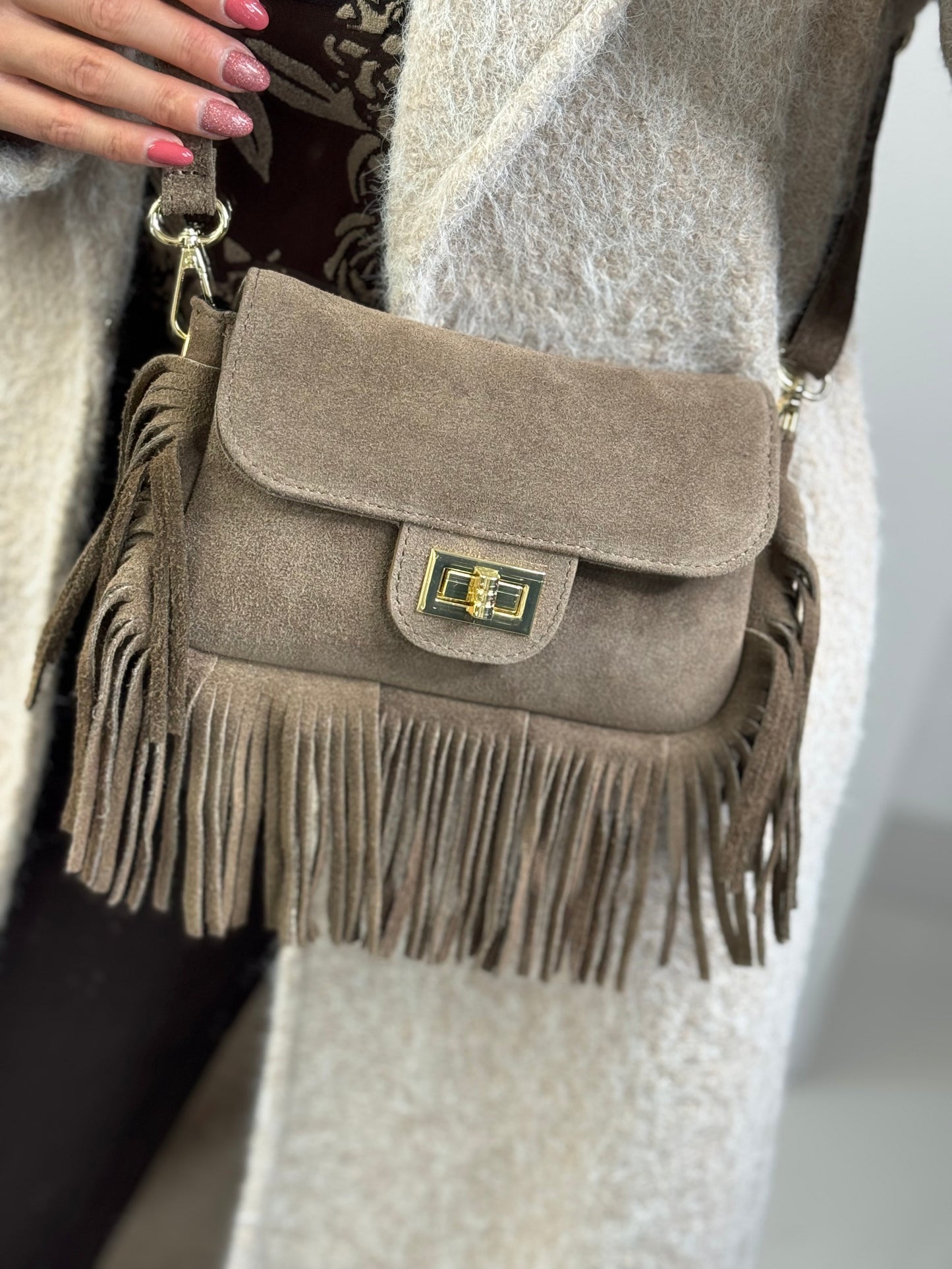 Tas fringe beige