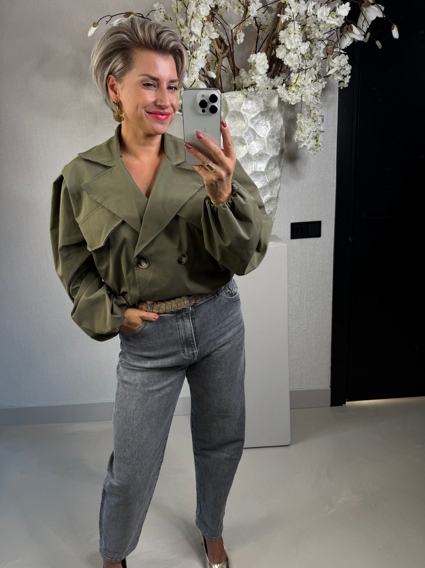 Jeans ballonfit grijs