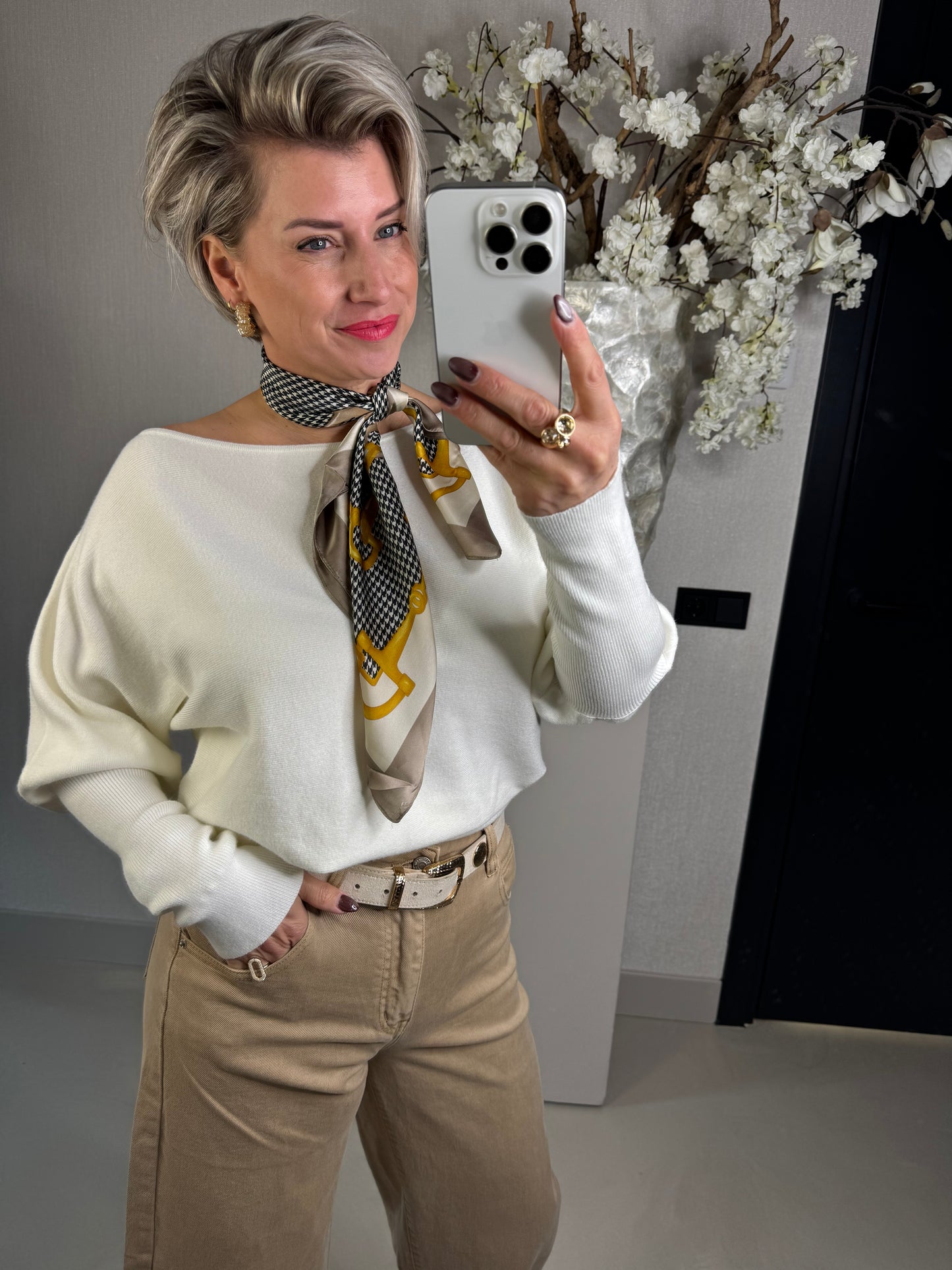 Sjaal zilk geel/beige