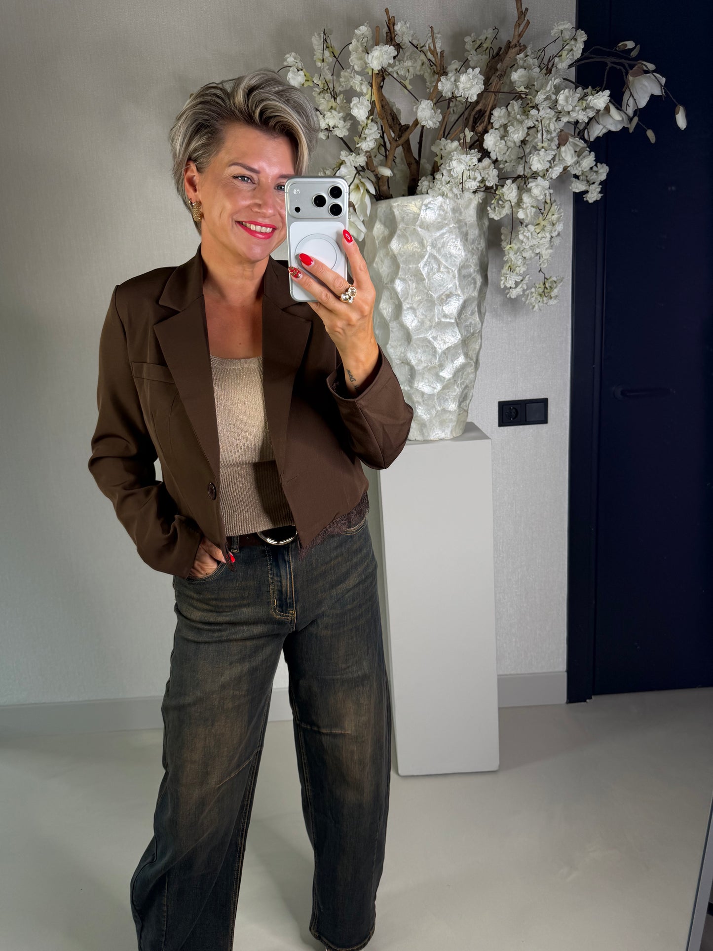 Blazer cropped bruin kant