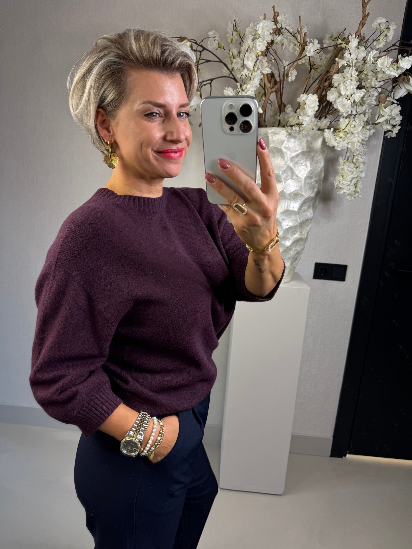 Trui Sanne aubergine