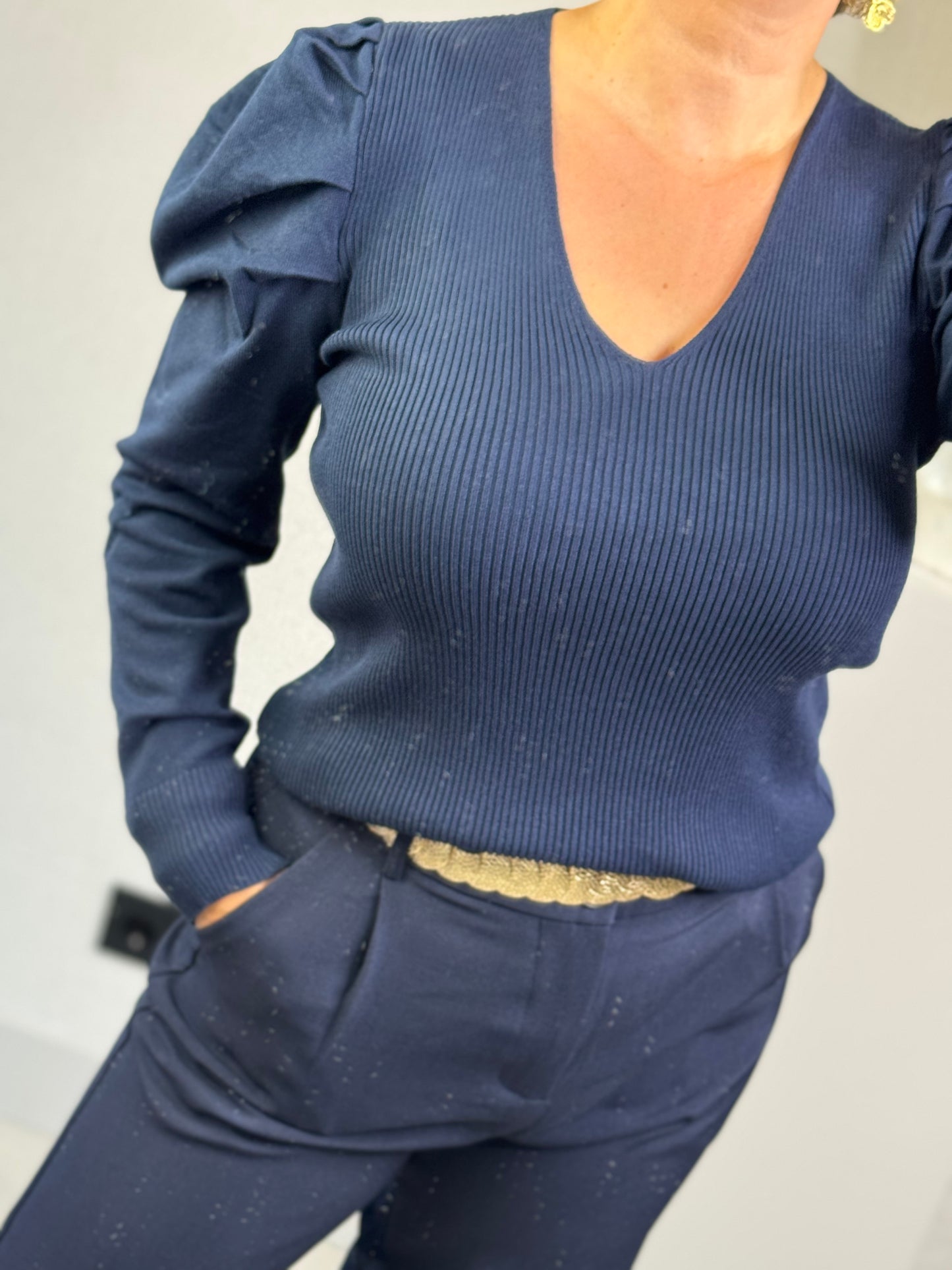 Top V-hals blauw