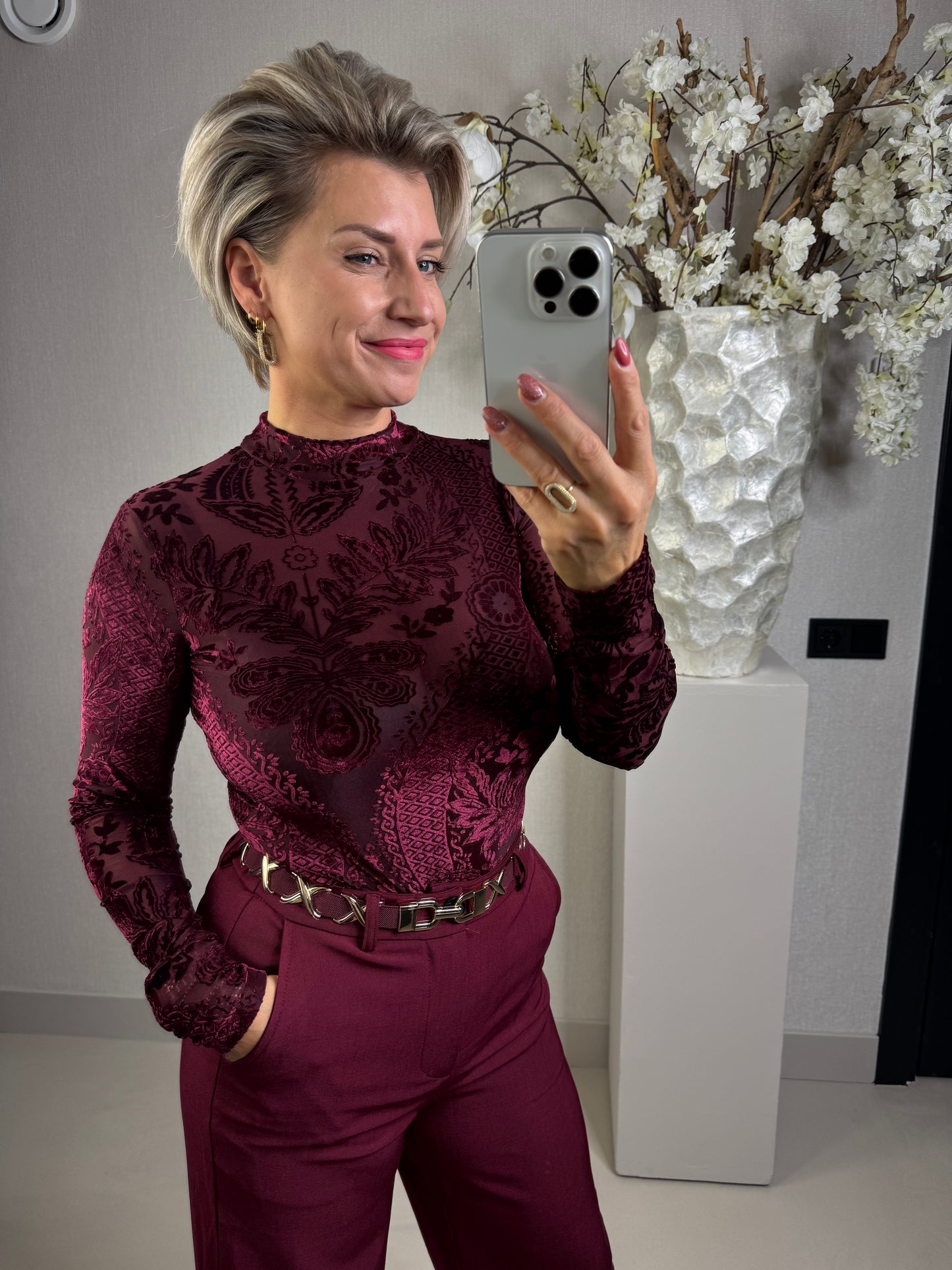 Body top velvet bordeaux