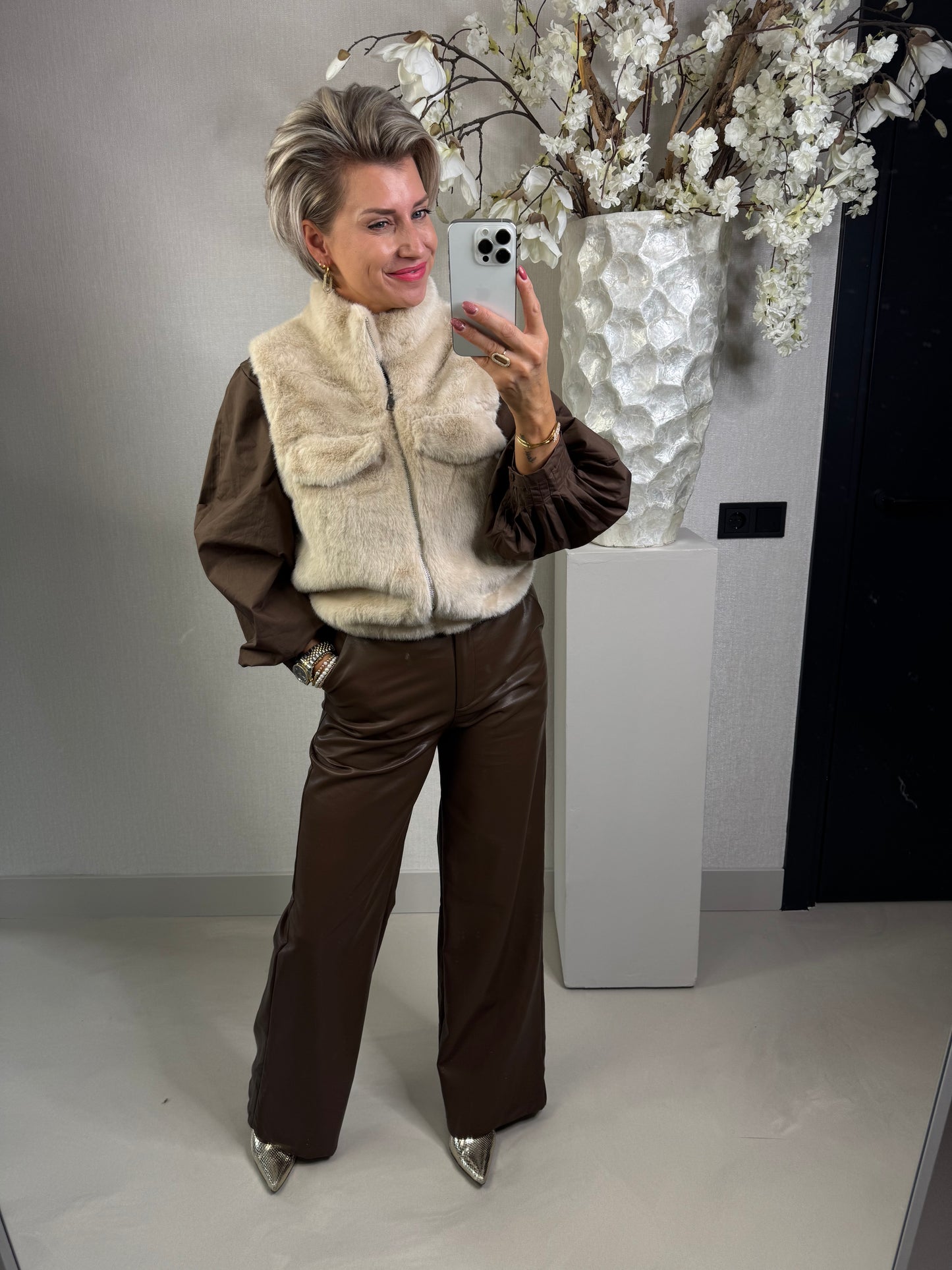 Blouse choco ballonmouwen