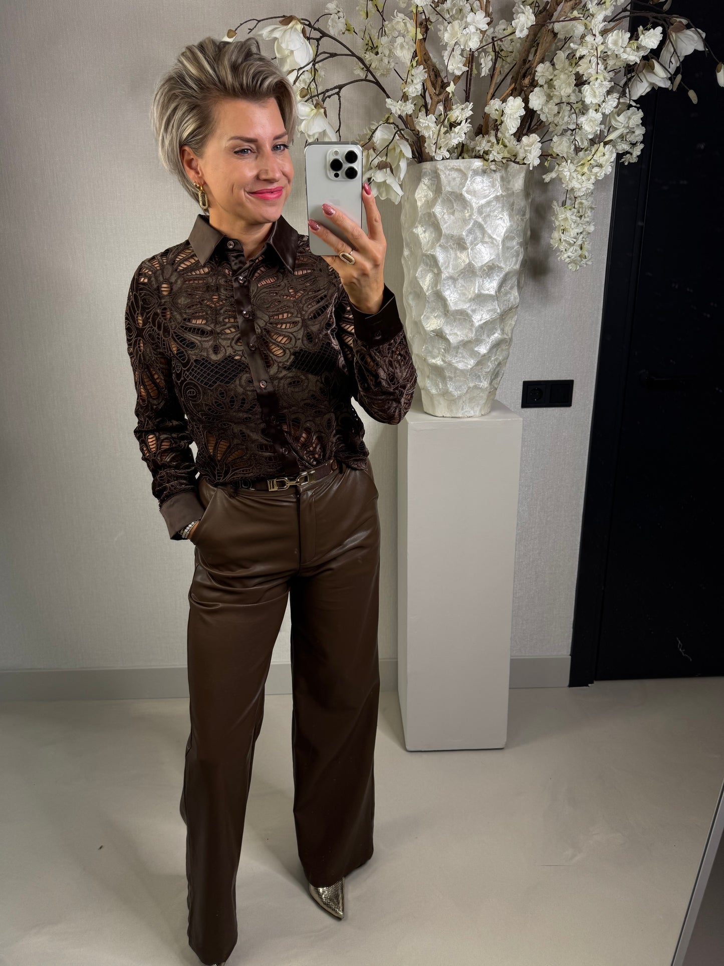 Blouse velvet kant