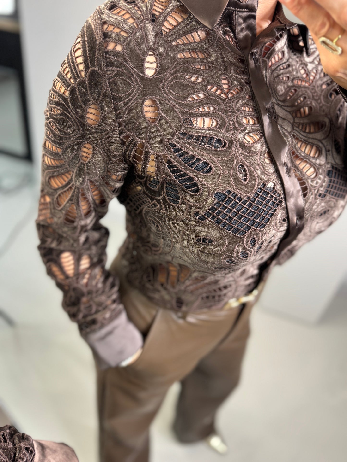 Blouse velvet kant