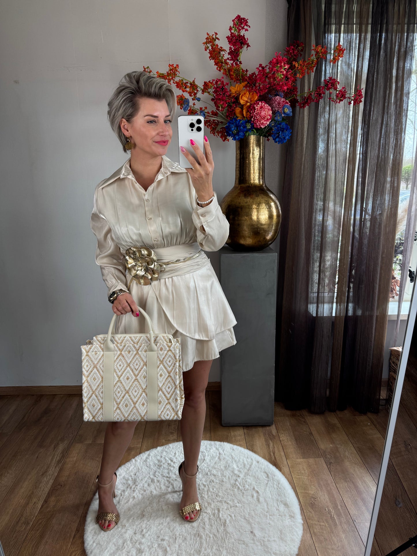 Jurk silk beige
