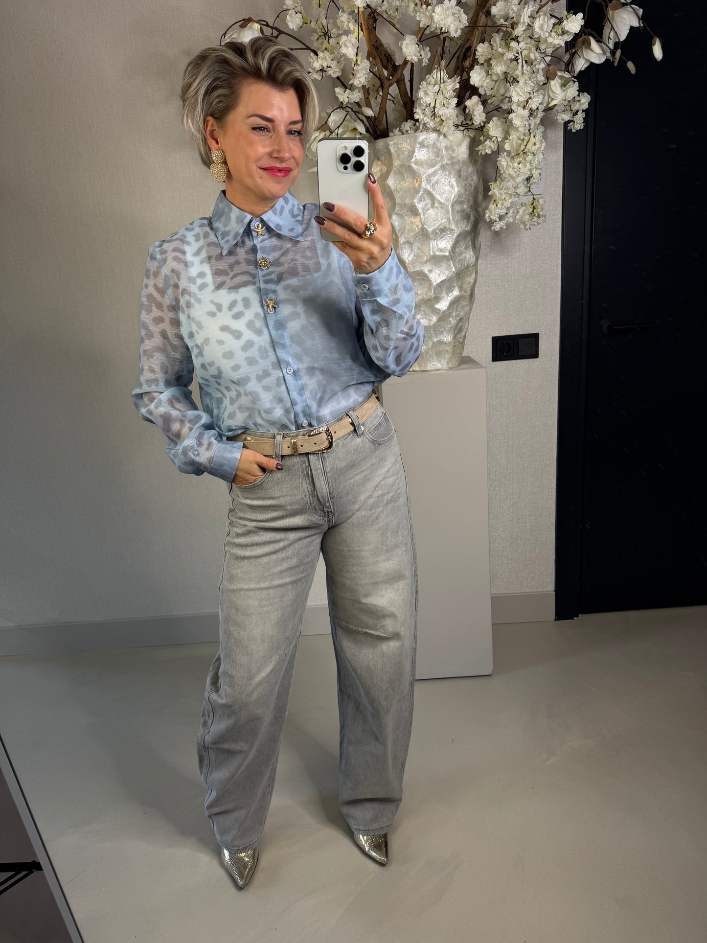 Jeans ballon fit grijs