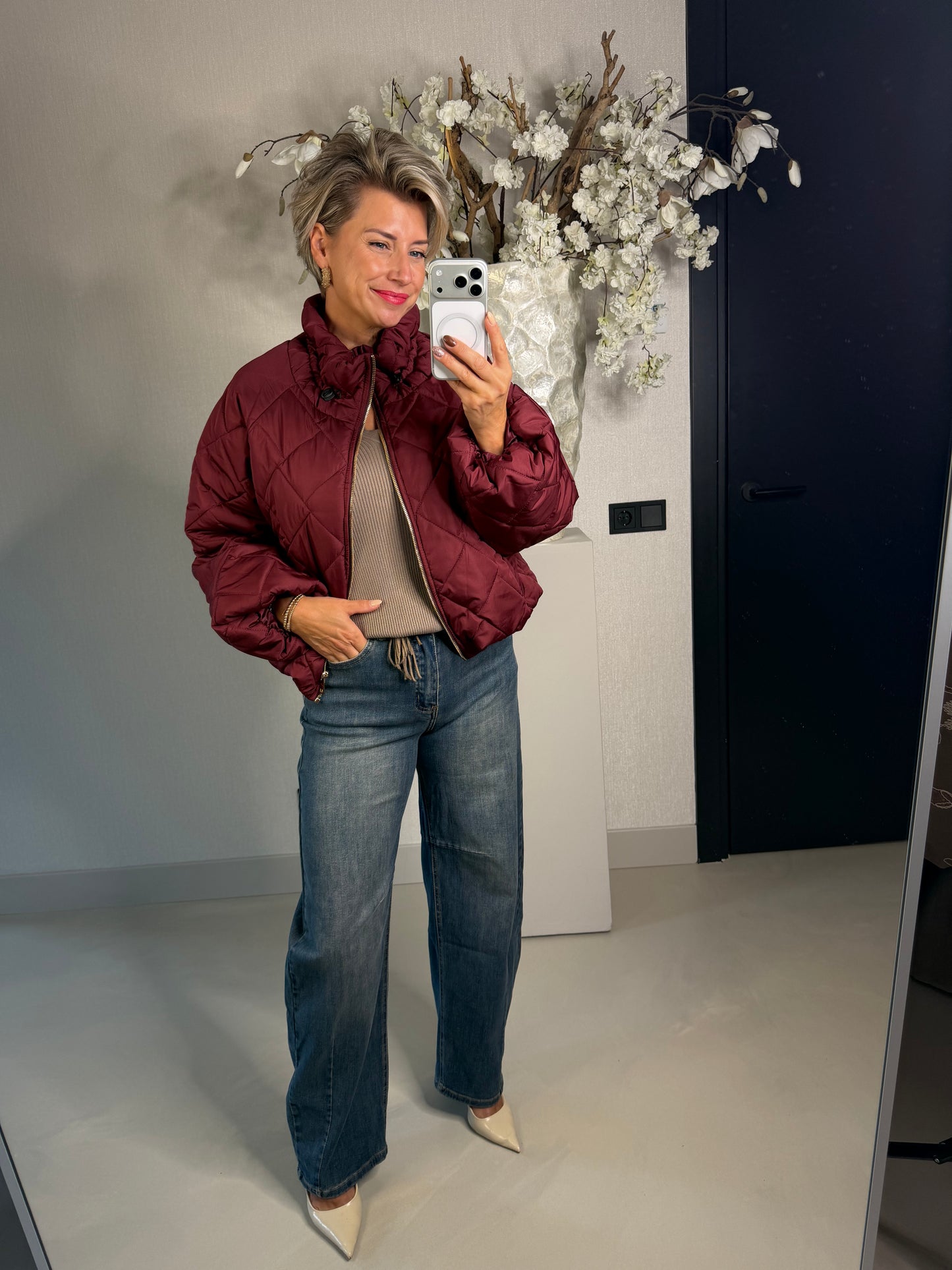 Puffer jas bordeaux