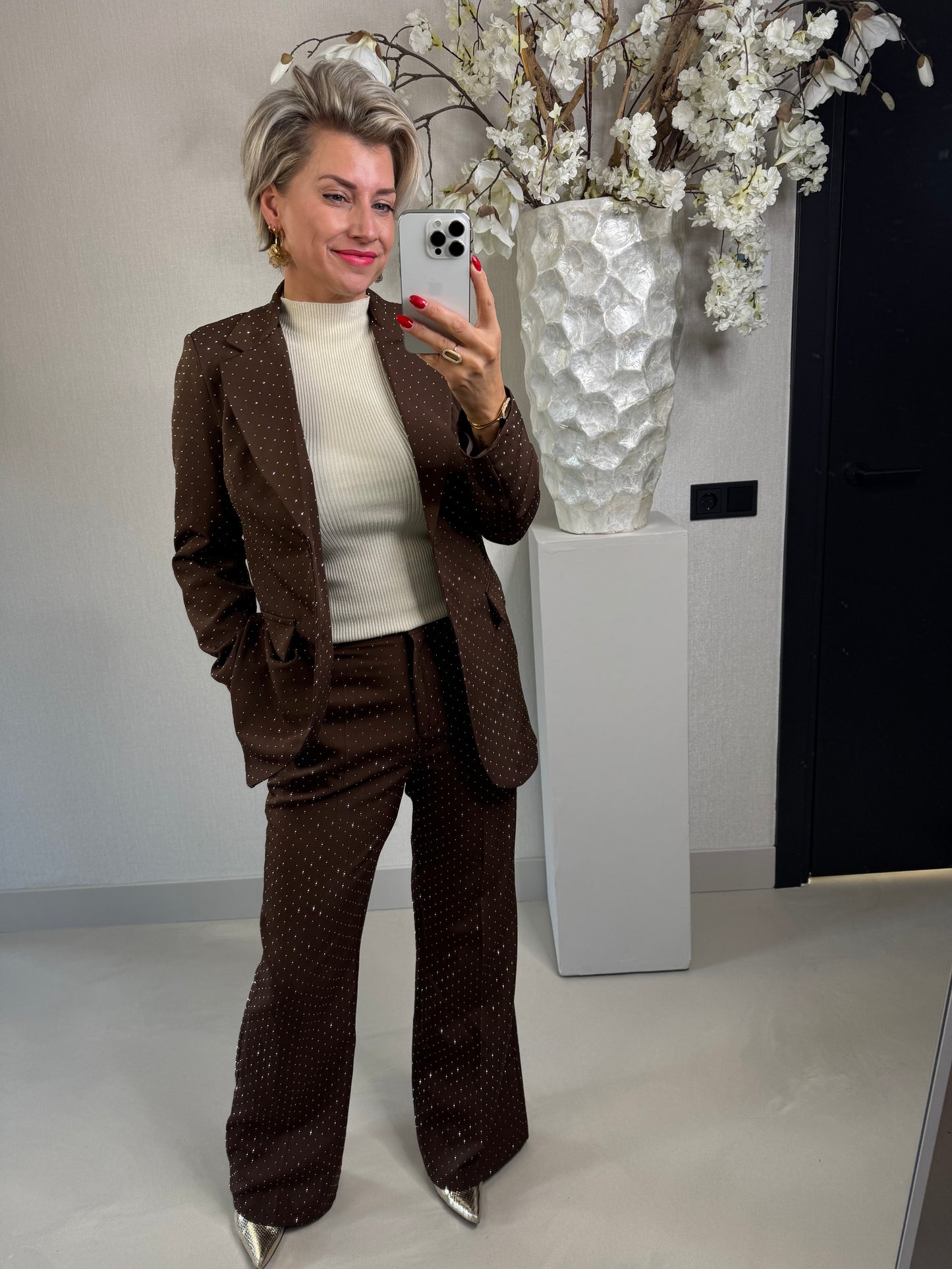 Pantalon studs bruin