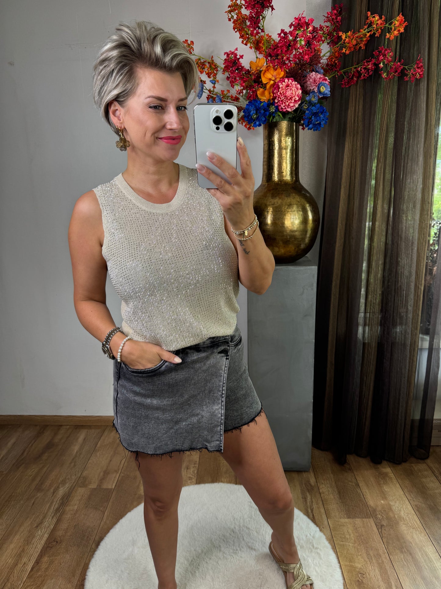 Jeans short laulia grijs