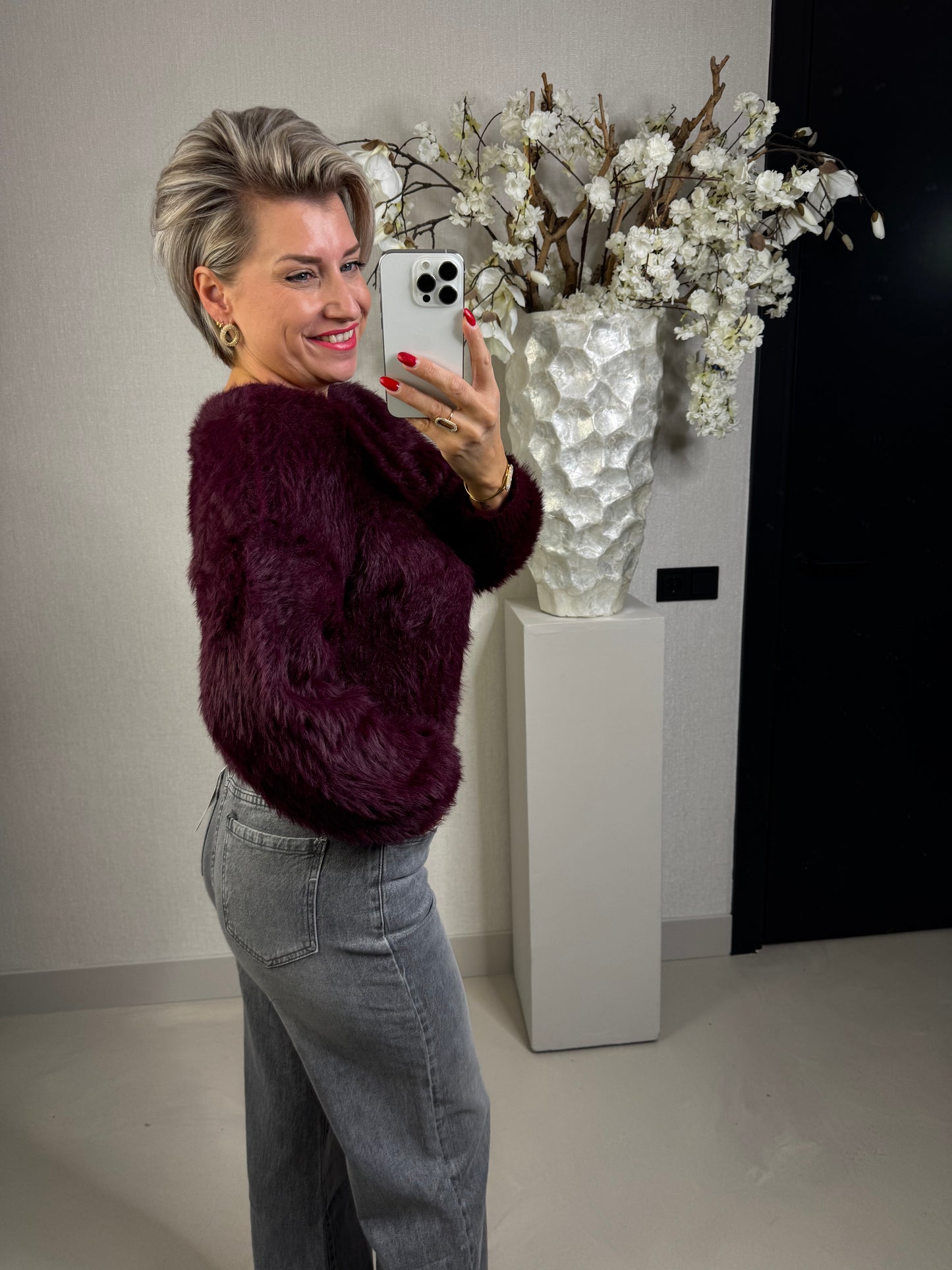 Jeans wide leg grijs