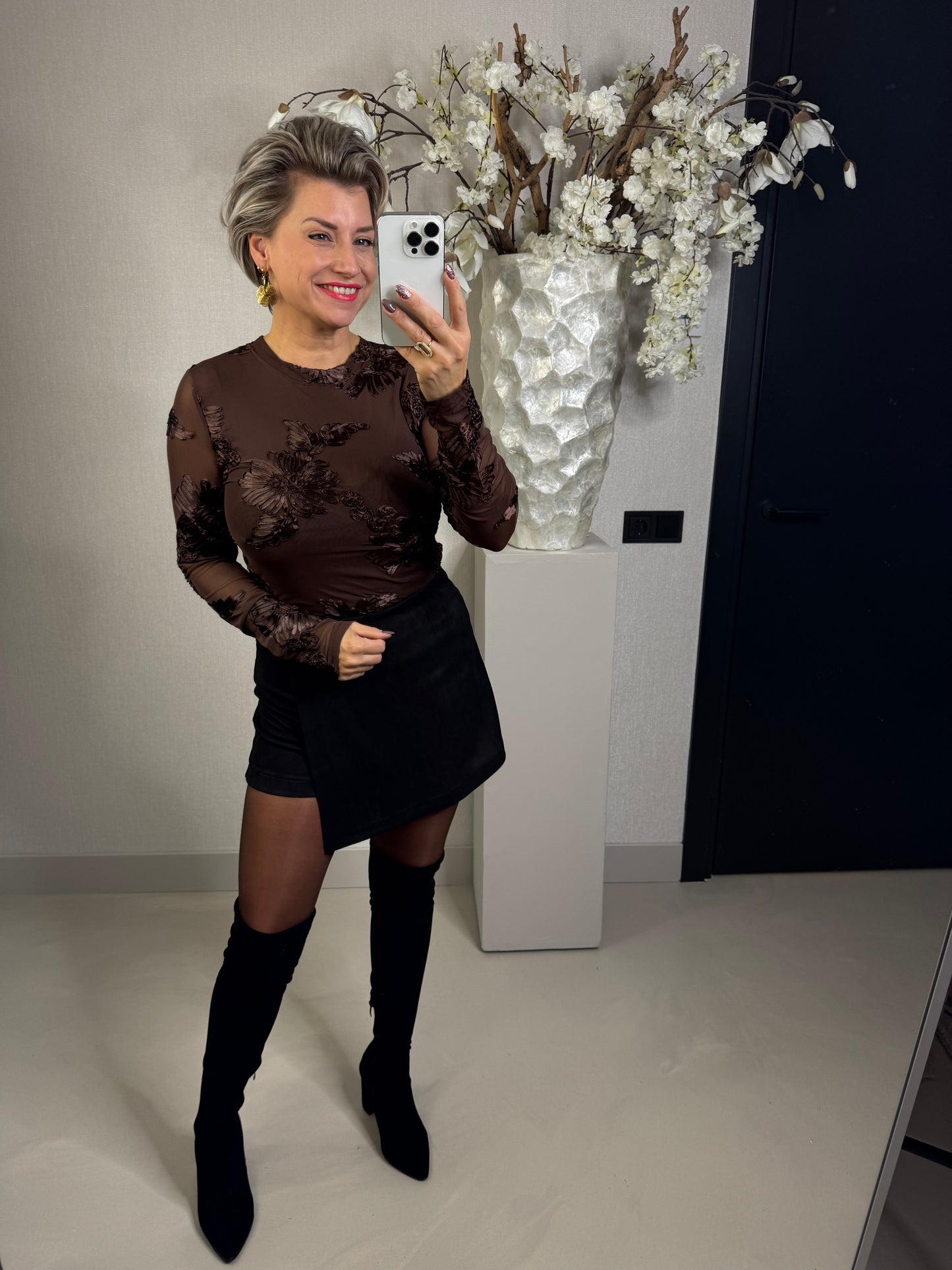 Mesh top flower bruin