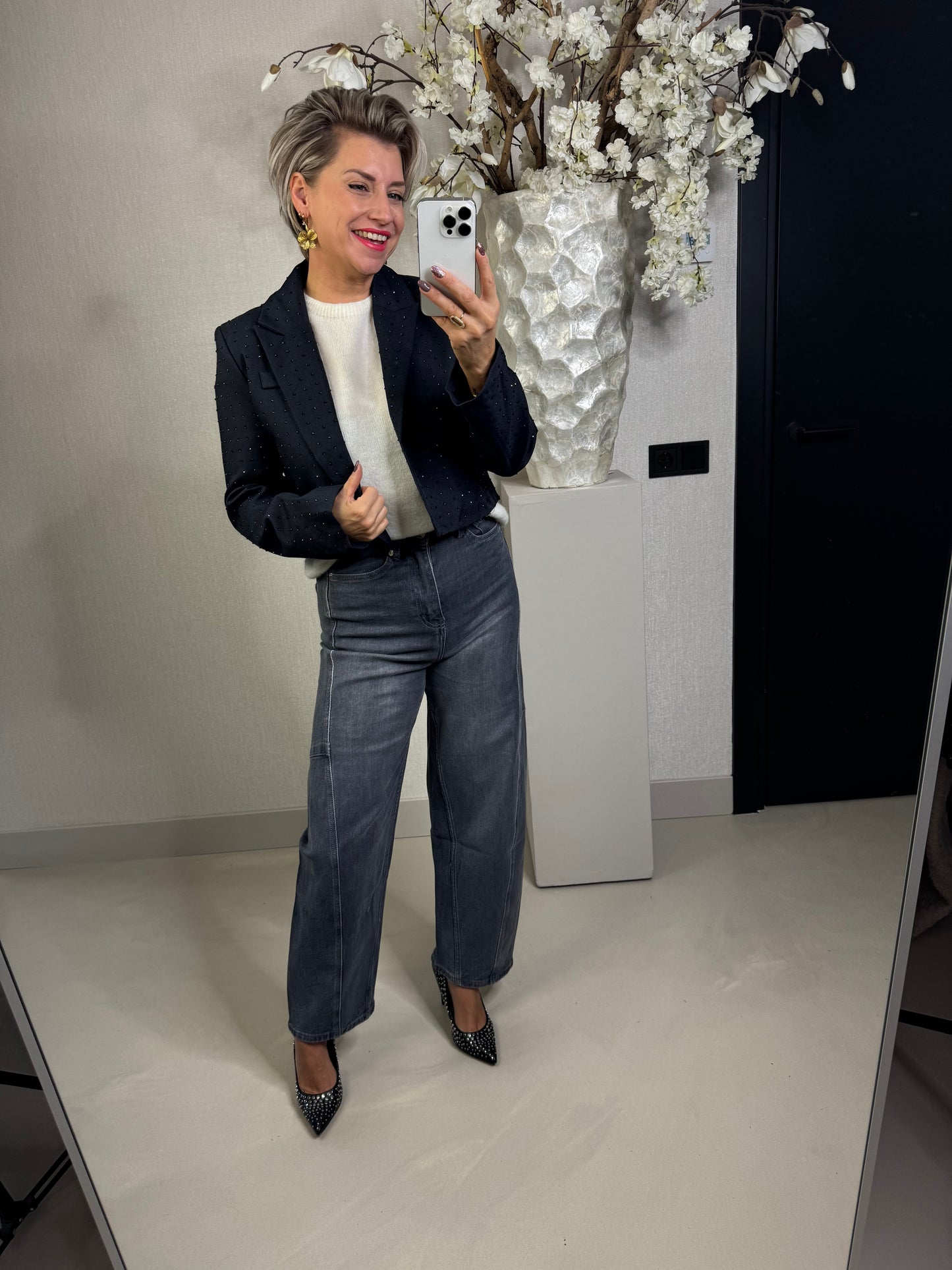 Blazer cropped blauw