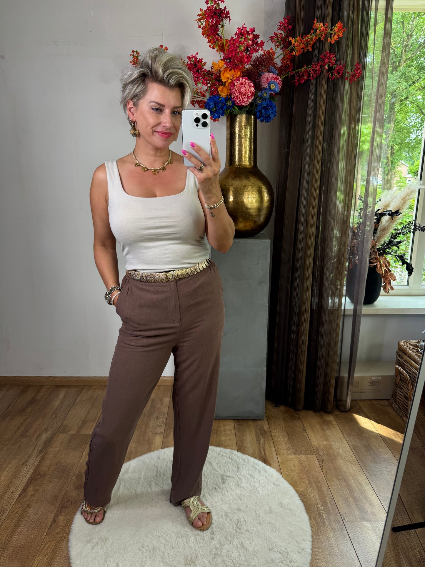 Pantalon linnen mocca