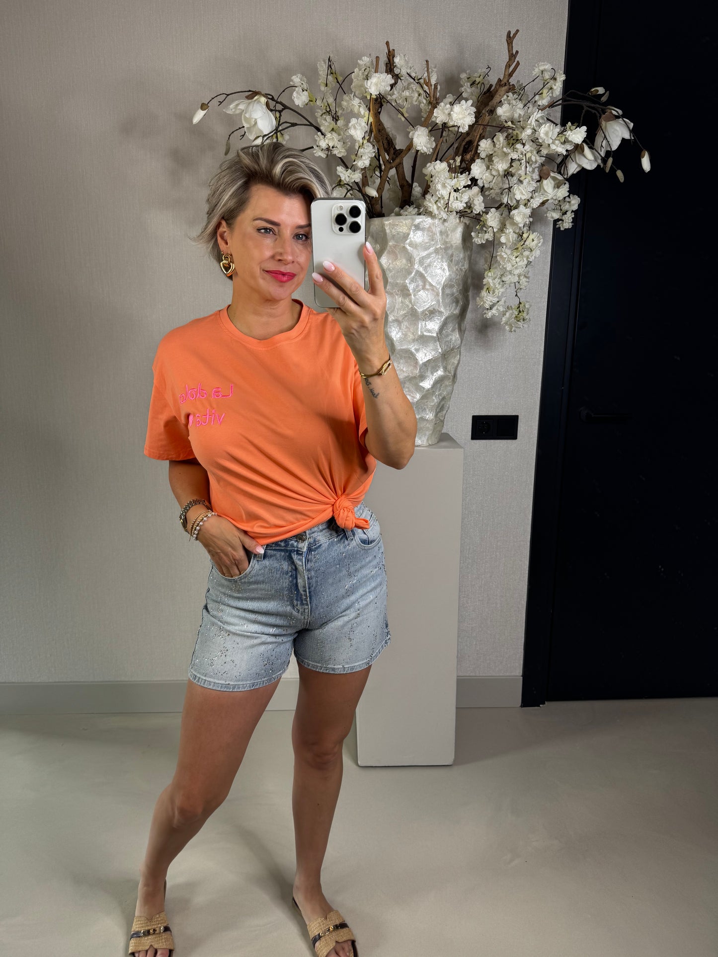Jeans short steentjes