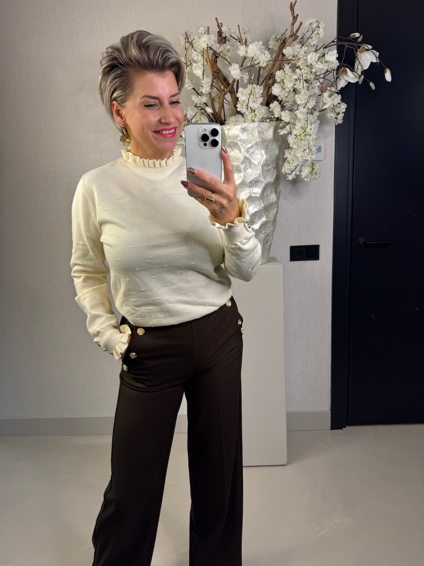 Pantalon button bruin