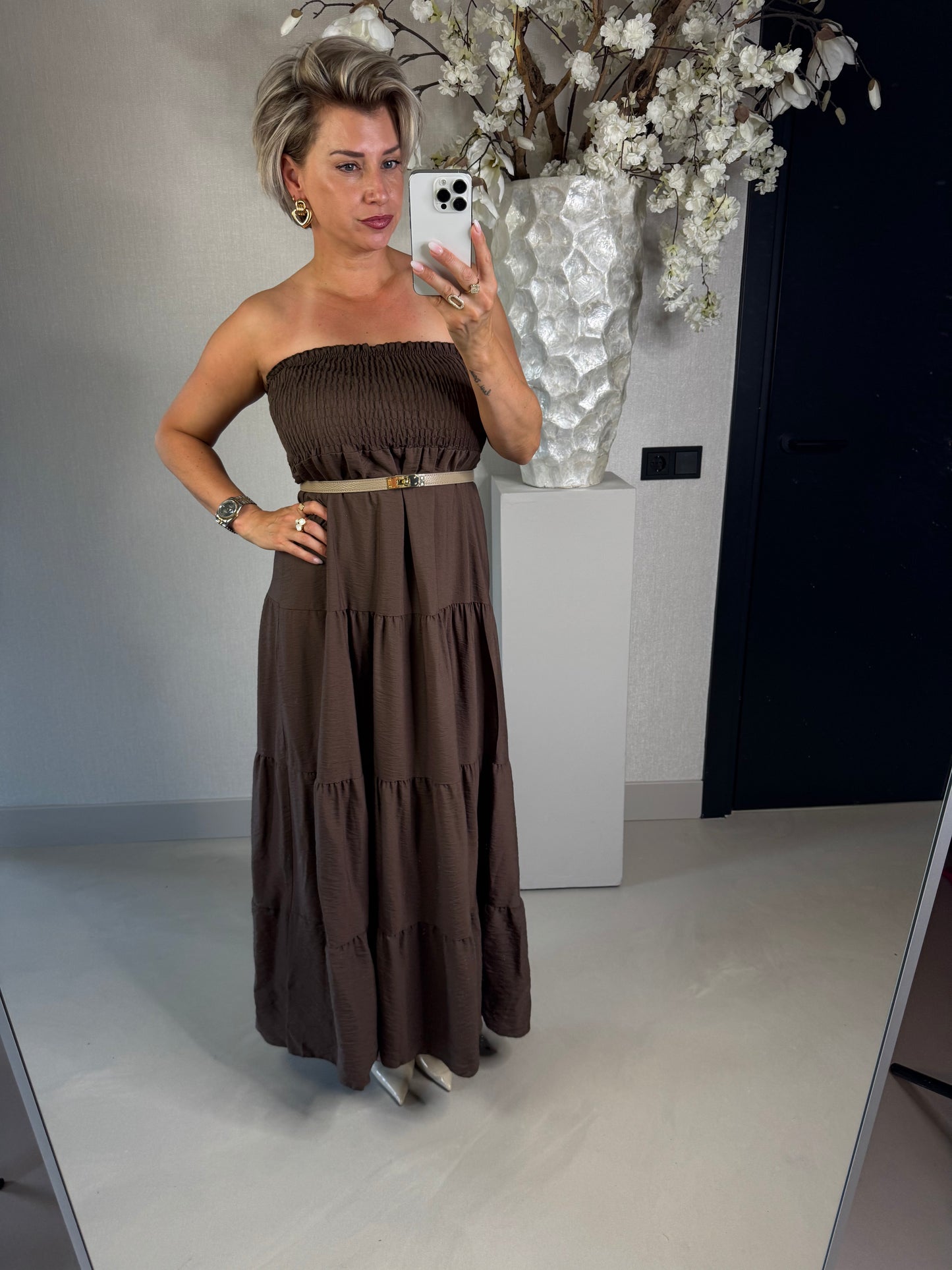 Jurk Strapless bruin