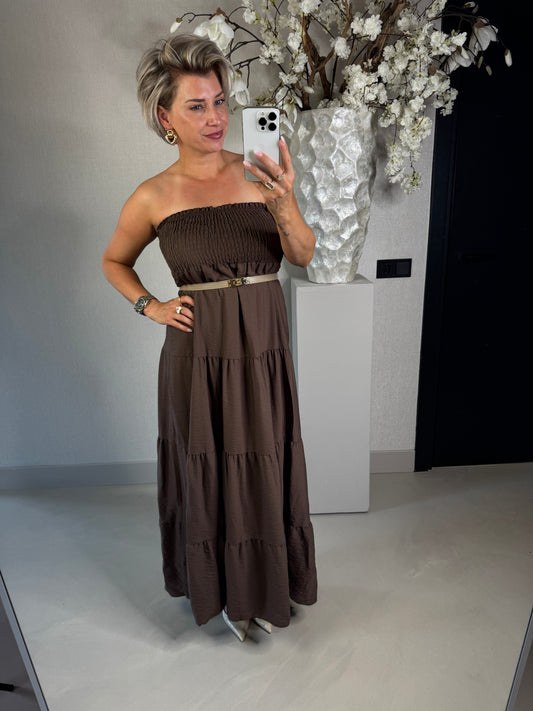 Jurk Strapless bruin