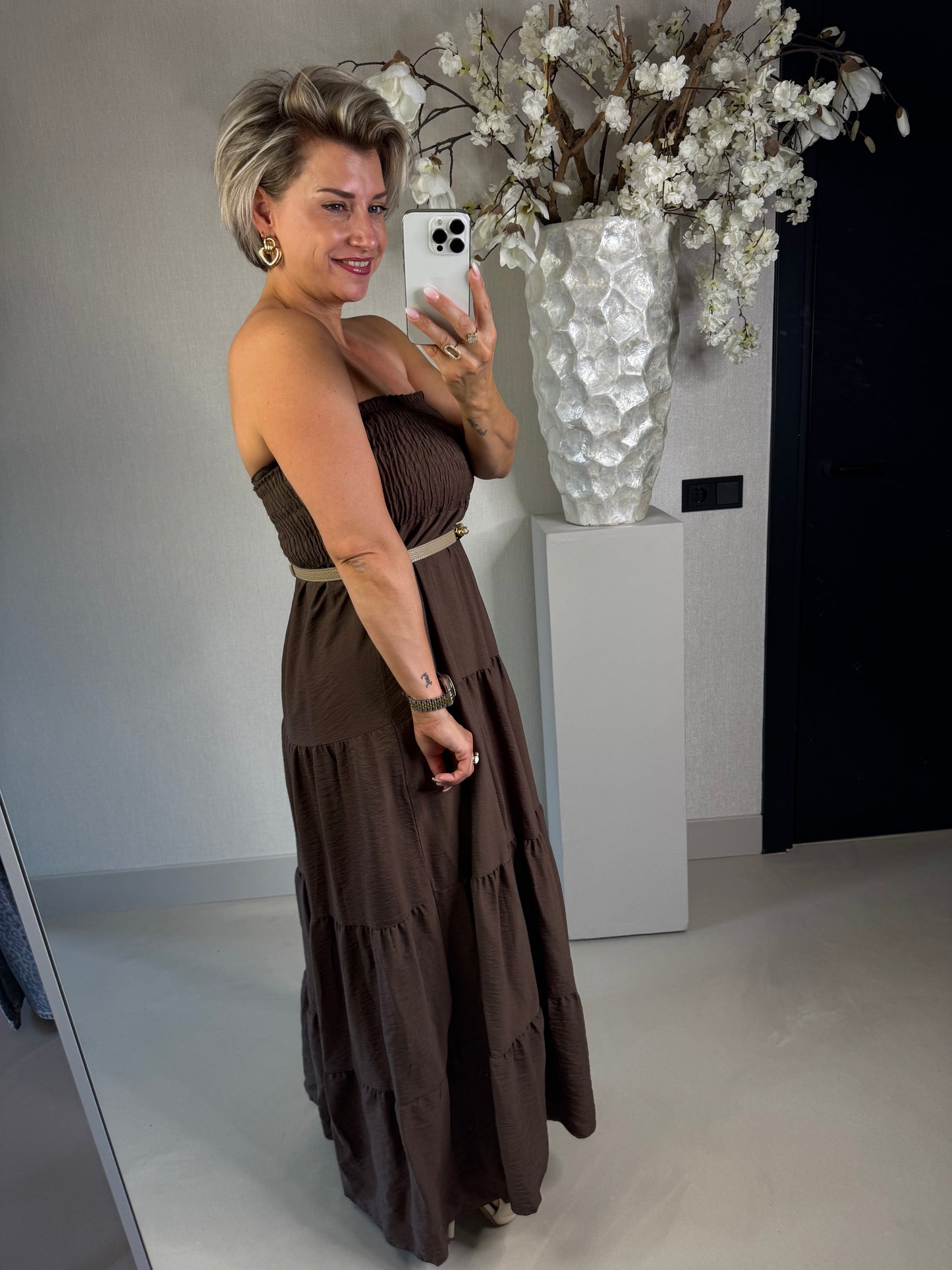 Jurk Strapless bruin