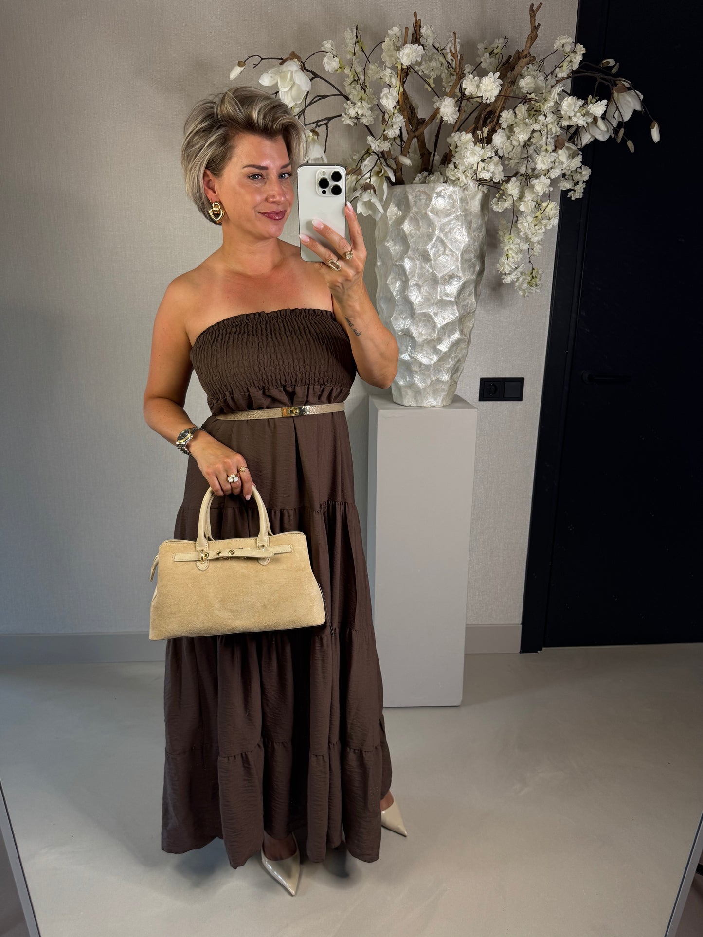 Jurk Strapless bruin