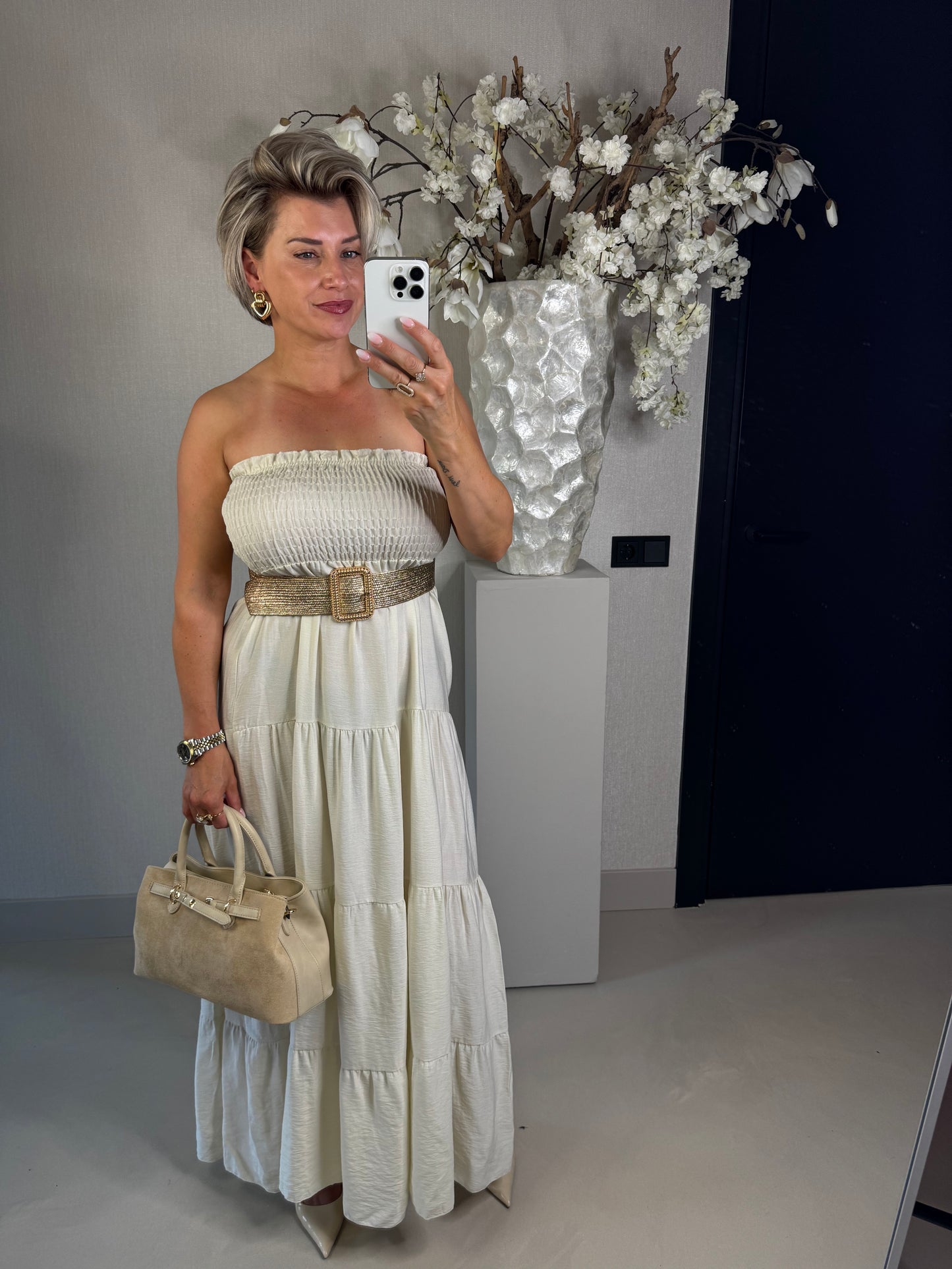 Jurk Strapless beige
