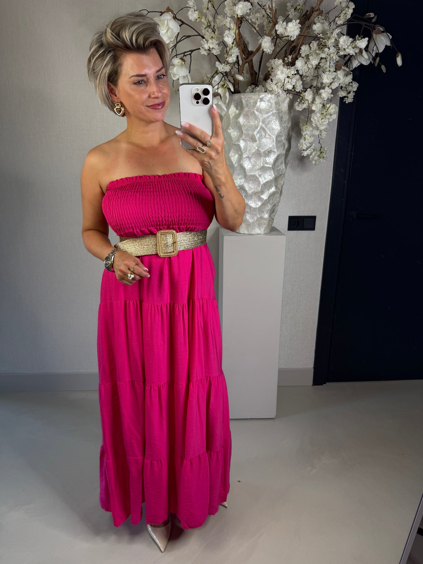 Jurk Strapless fuchsia
