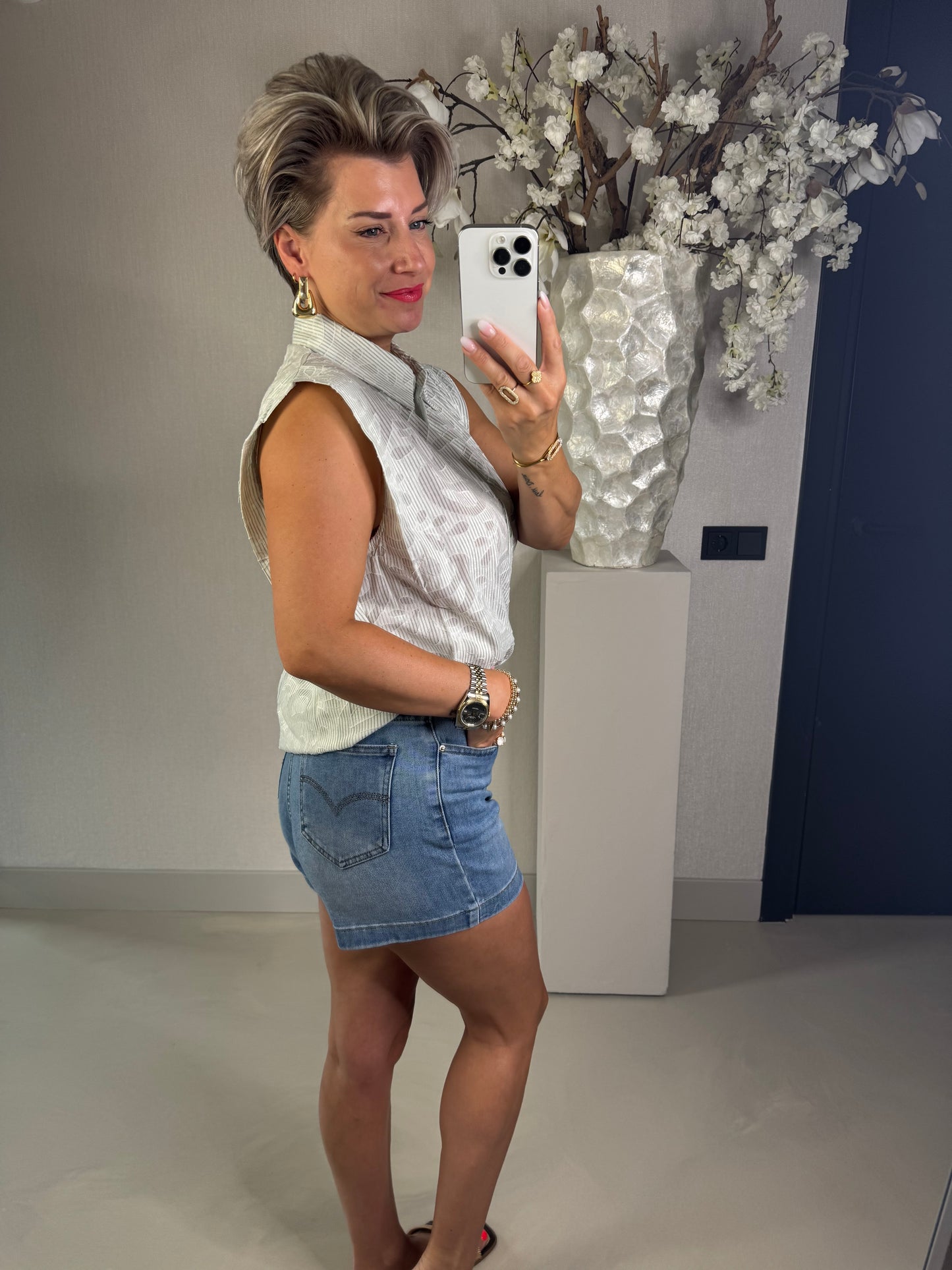 Blouse mouwloos groen