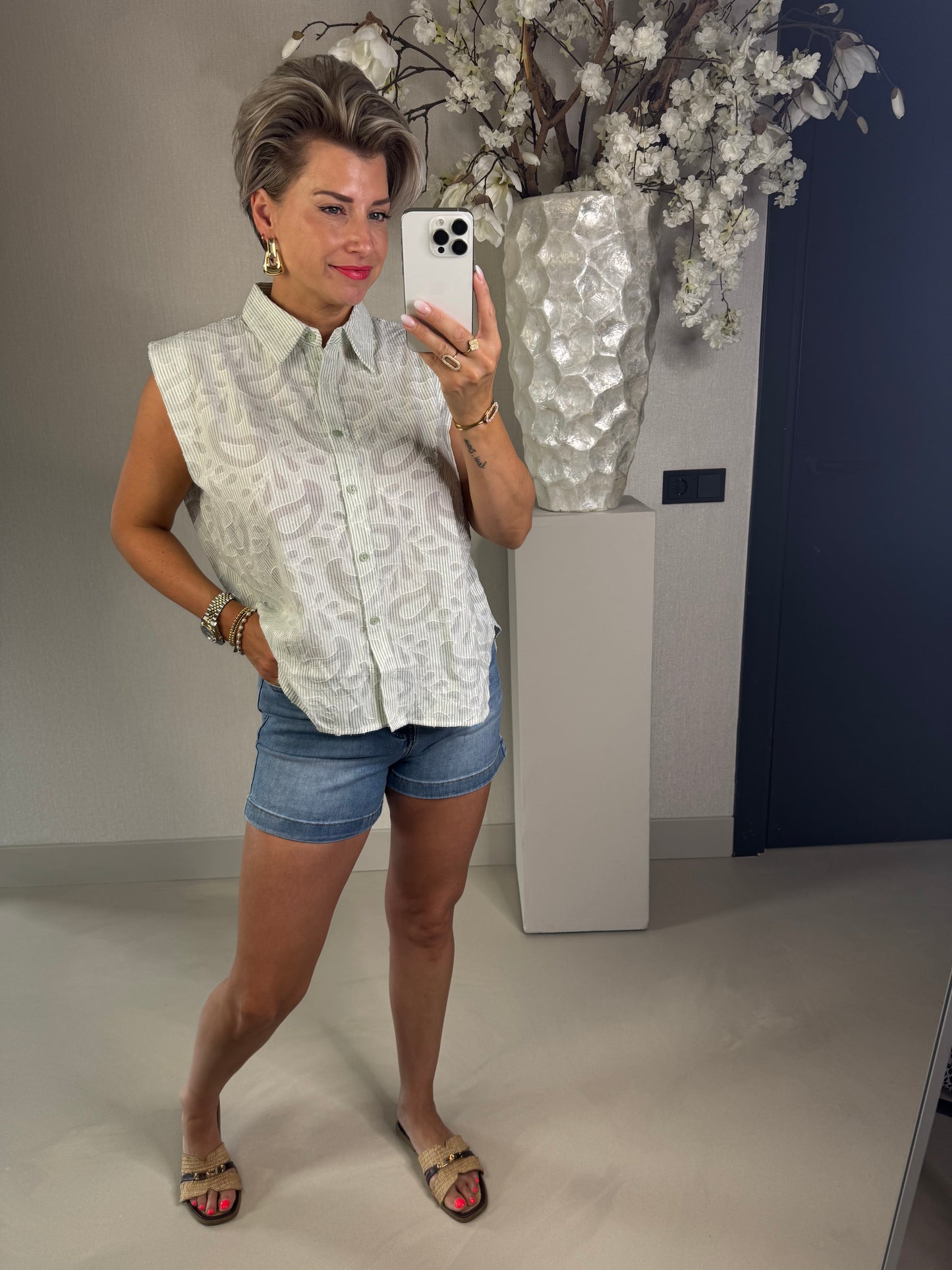 Blouse mouwloos groen