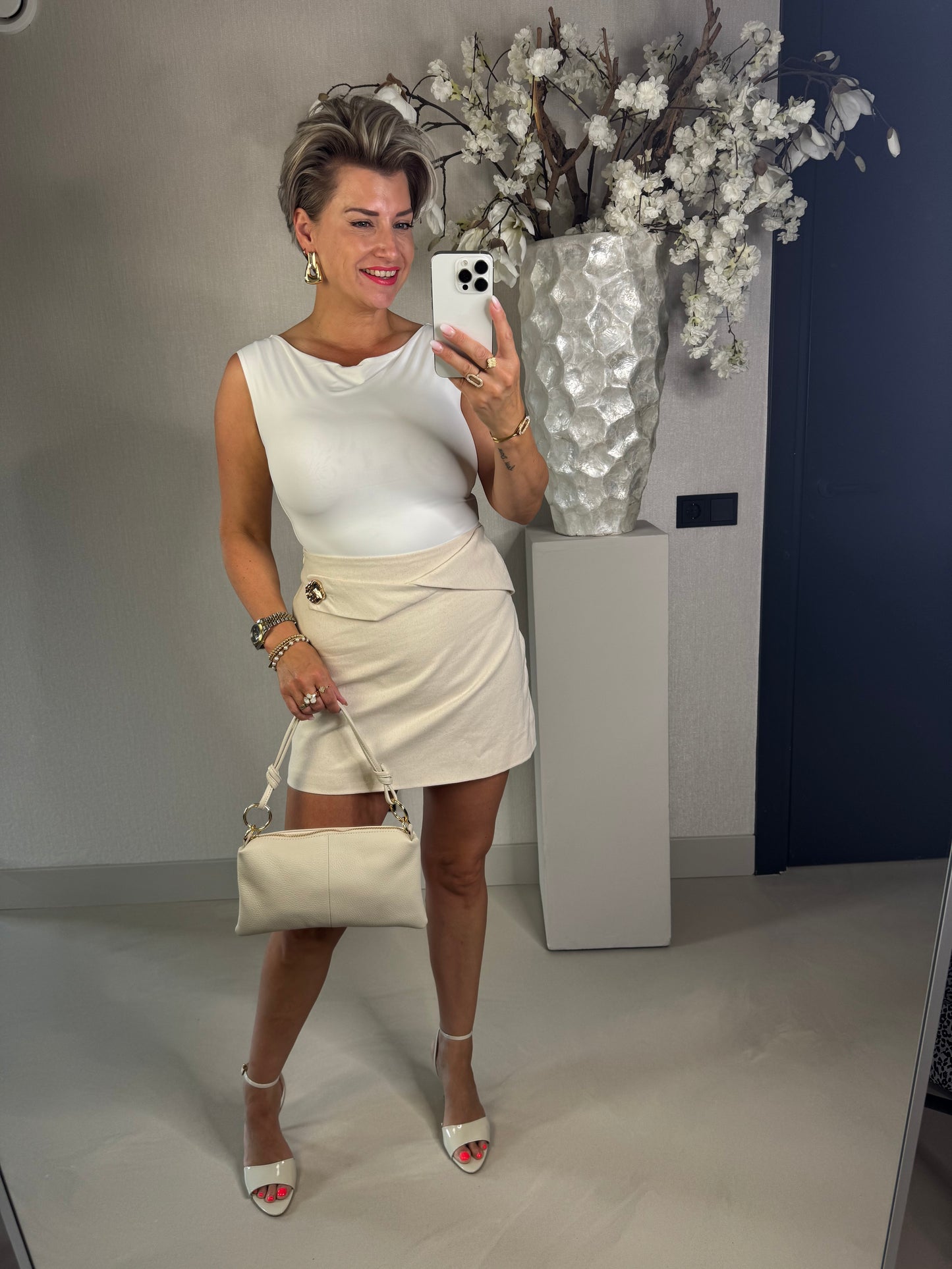 Rokje linnen look beige