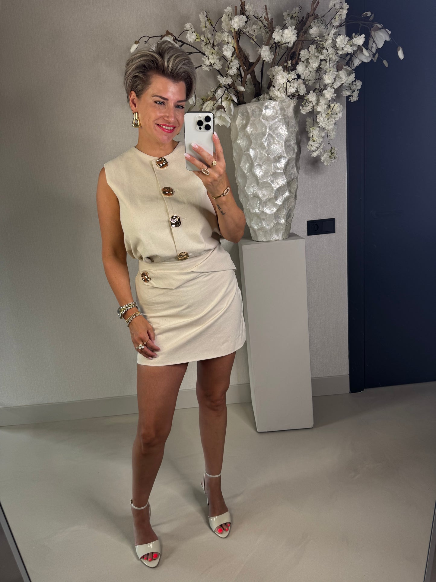 Rokje linnen look beige