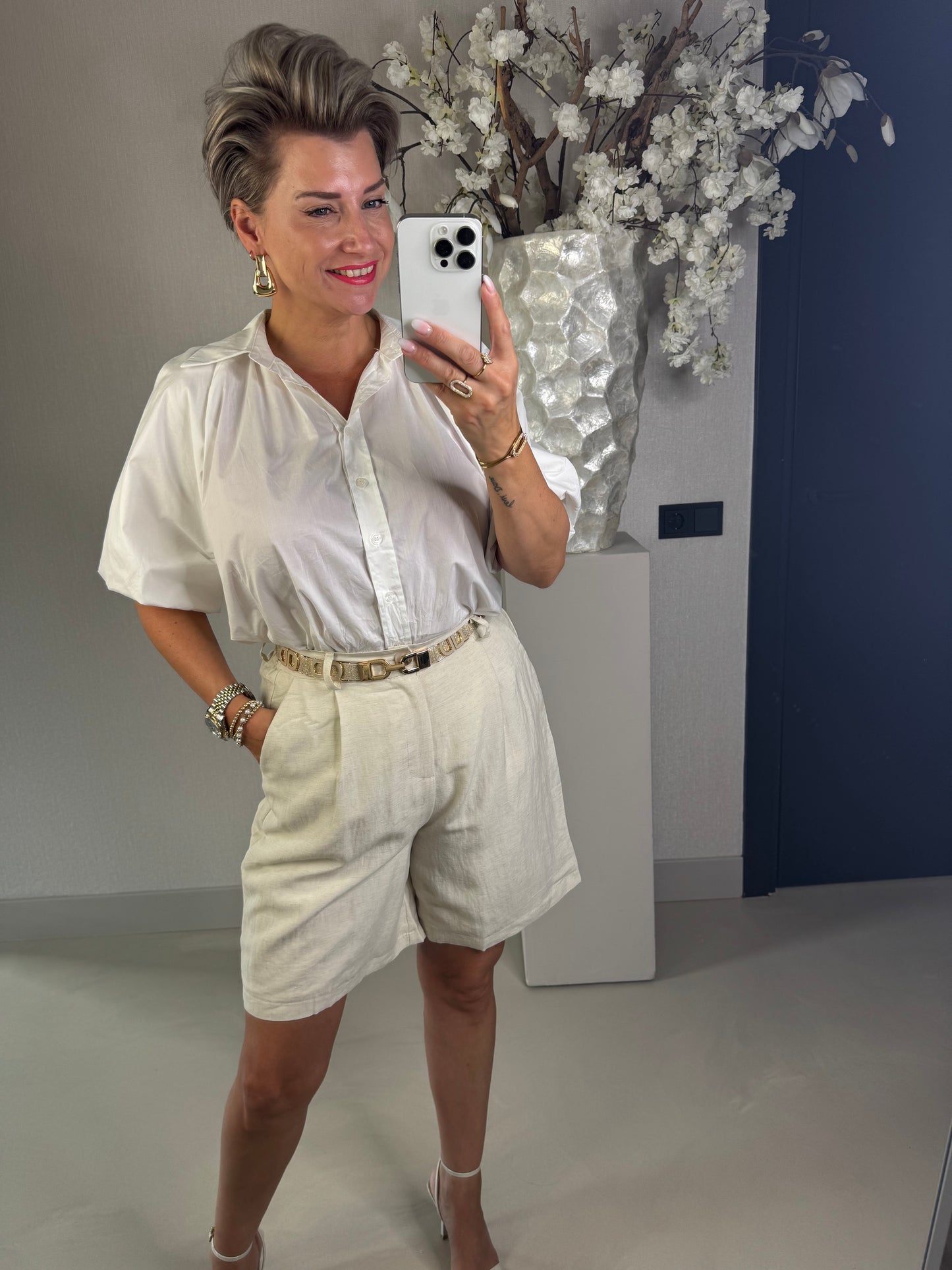 Bermuda linnenlook beige