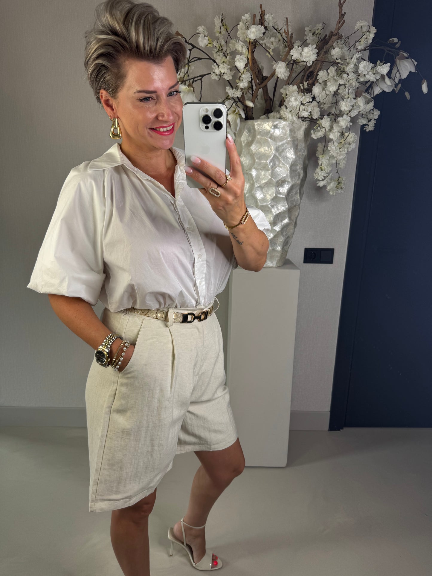 Bermuda linnenlook beige