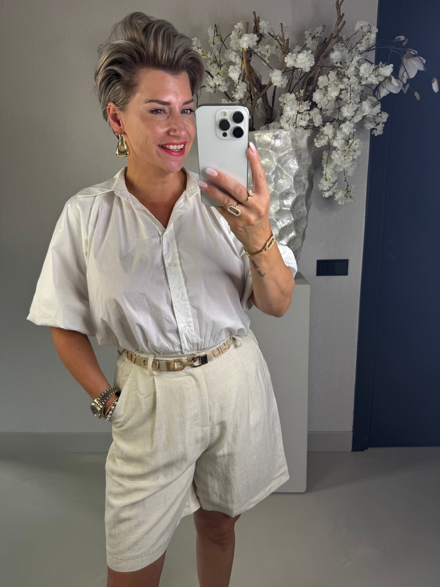 Bermuda linnenlook beige